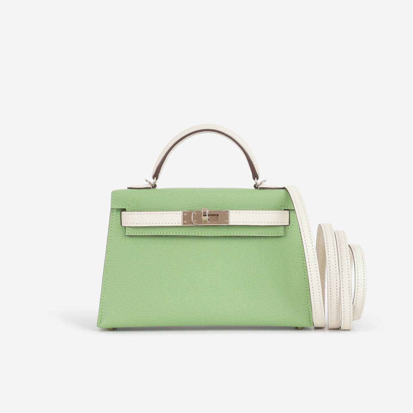 Hermès HSS Mini Kelly 20 - Vert Criquet / Craie Chevre | Permabrass Hardware