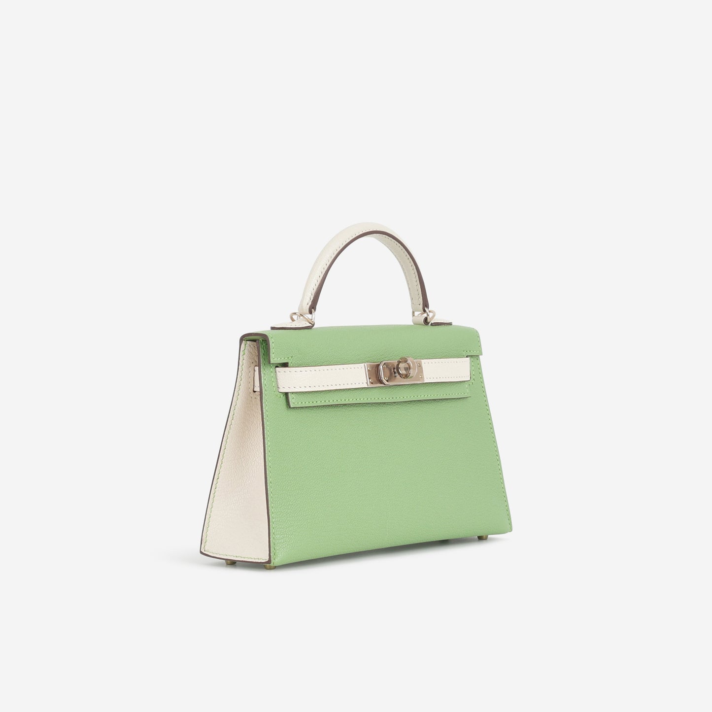 Hermès HSS Mini Kelly 20 - Vert Criquet / Craie Chevre | Permabrass Hardware