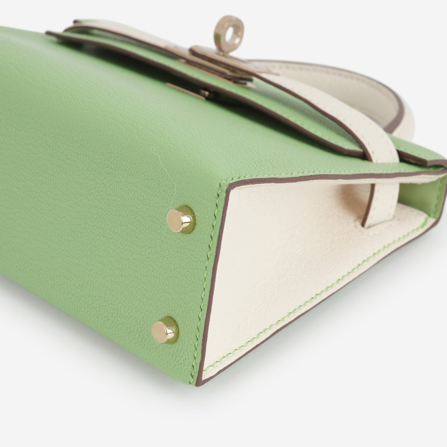 Hermès HSS Mini Kelly 20 - Vert Criquet / Craie Chevre | Permabrass Hardware