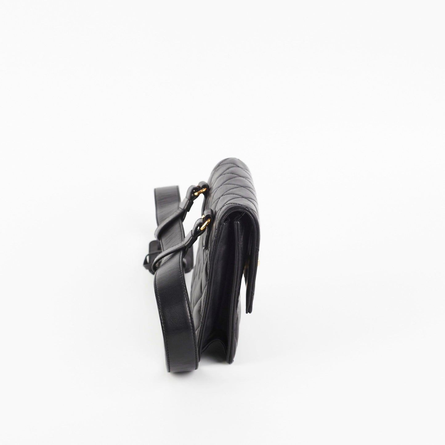 Chanel  Square Mini Black Lambskin Belt Bag Size 70
