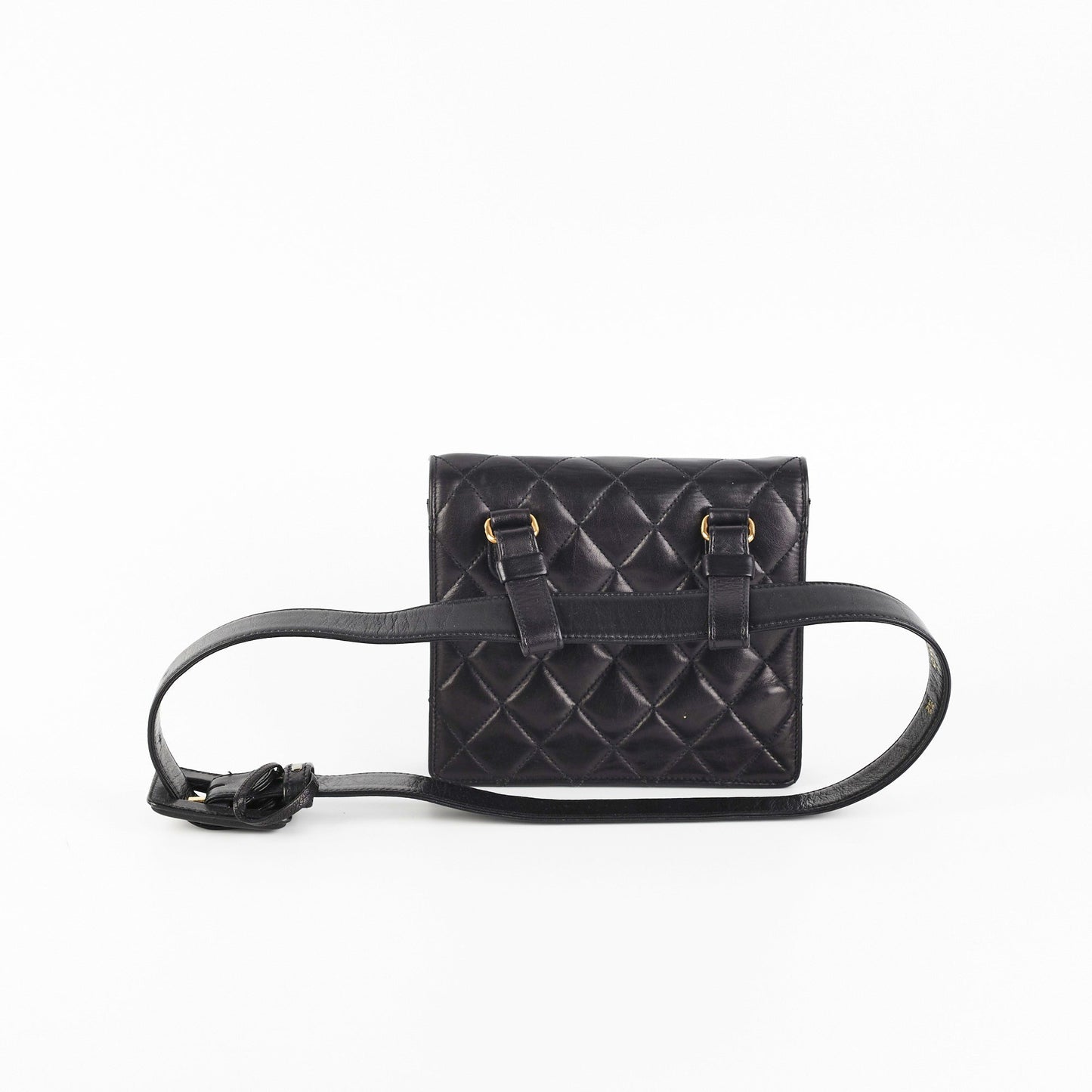 Chanel  Square Mini Black Lambskin Belt Bag Size 70