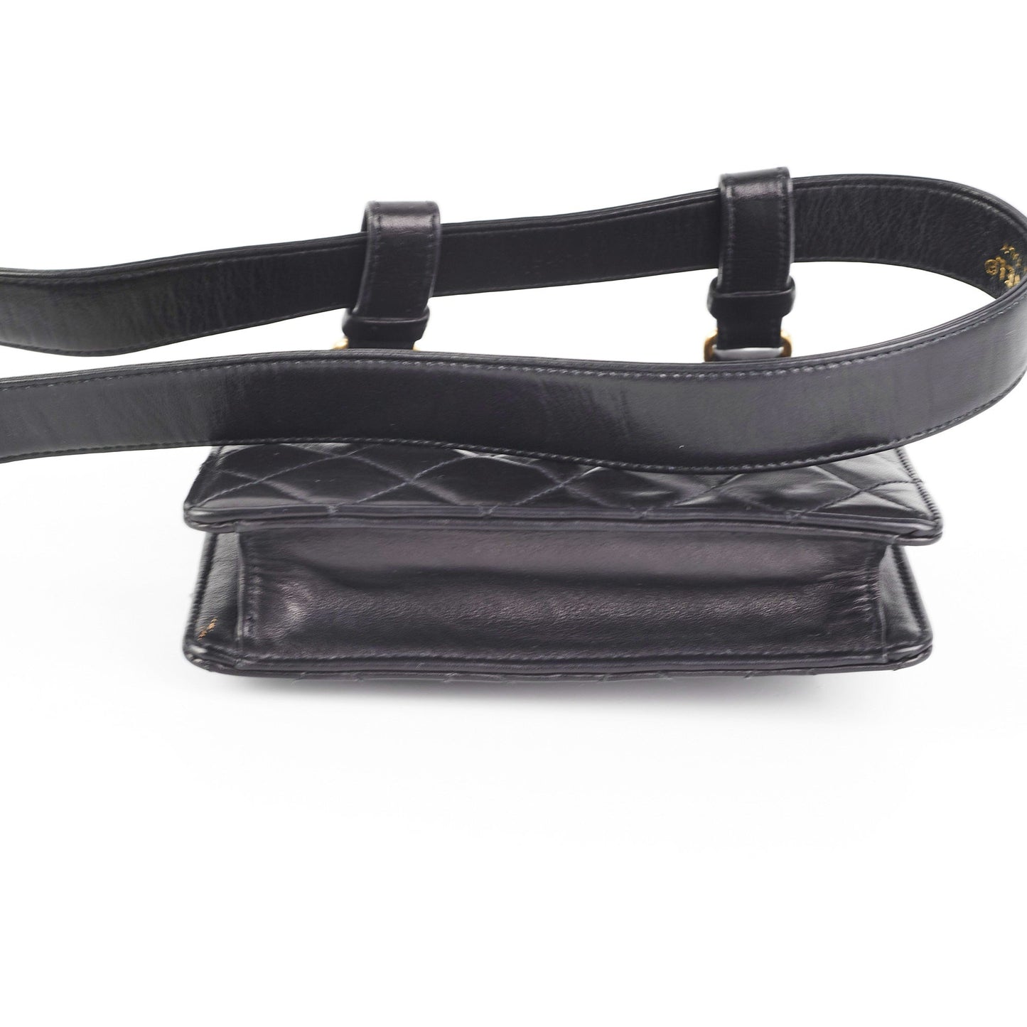Chanel  Square Mini Black Lambskin Belt Bag Size 70