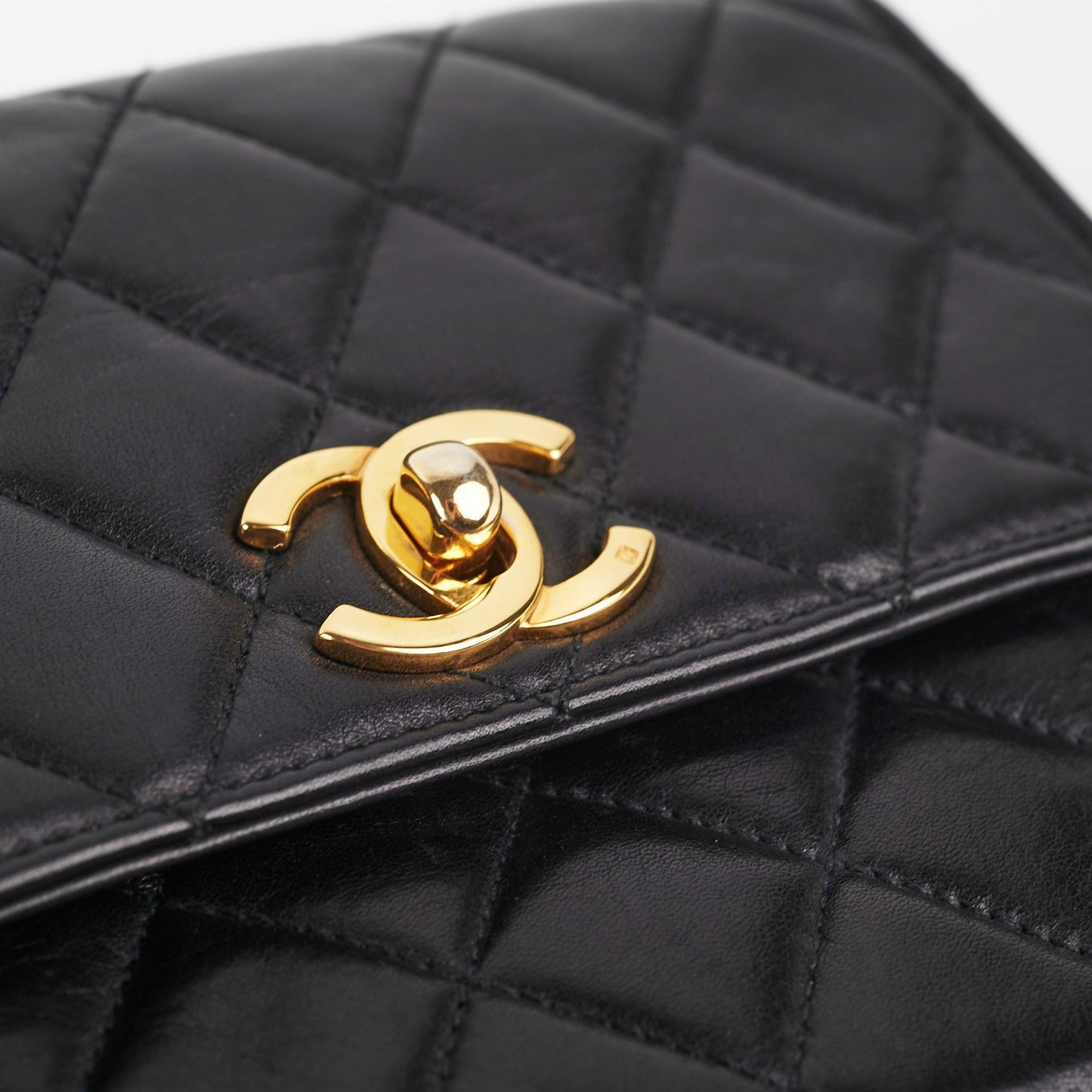 Chanel  Square Mini Black Lambskin Belt Bag Size 70