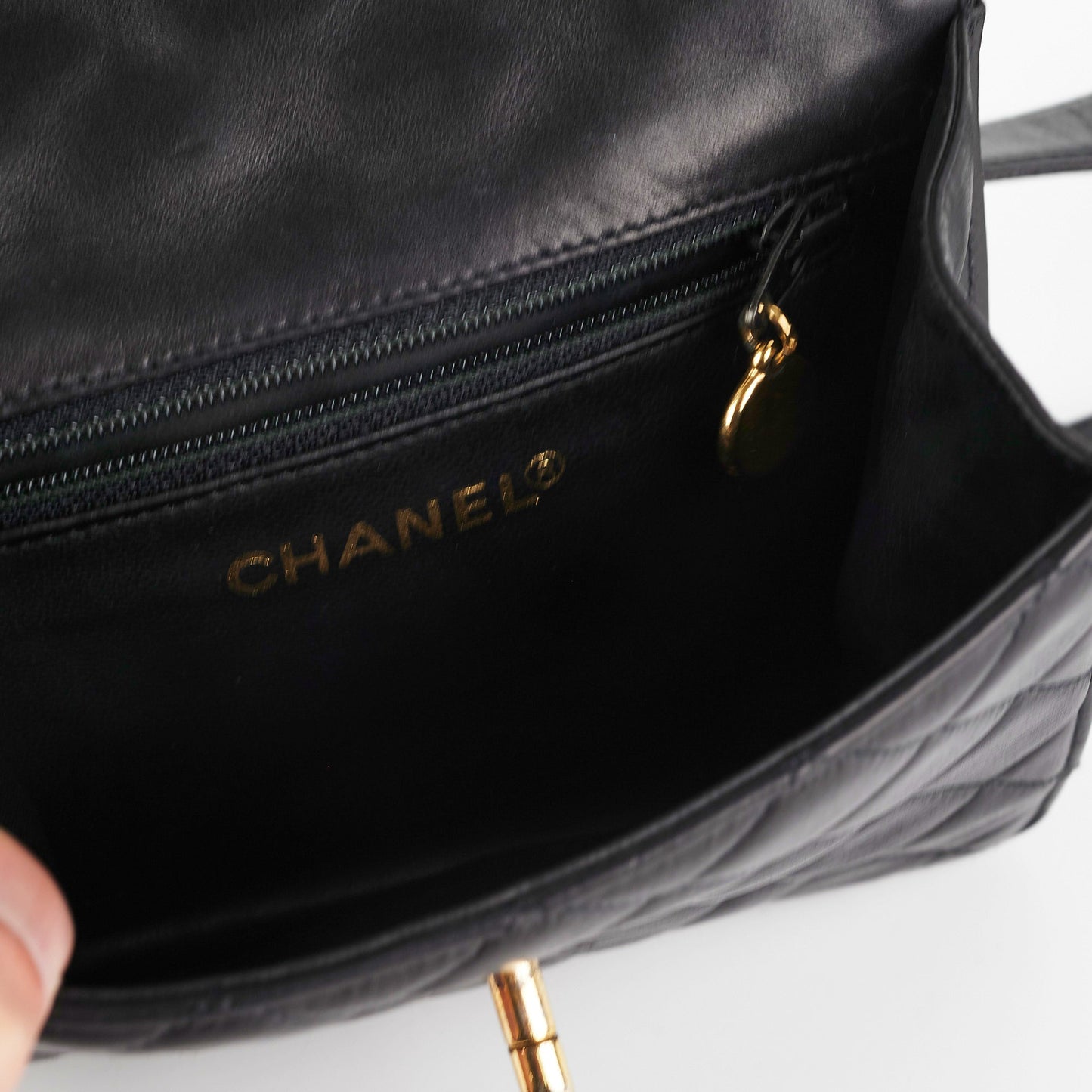 Chanel  Square Mini Black Lambskin Belt Bag Size 70