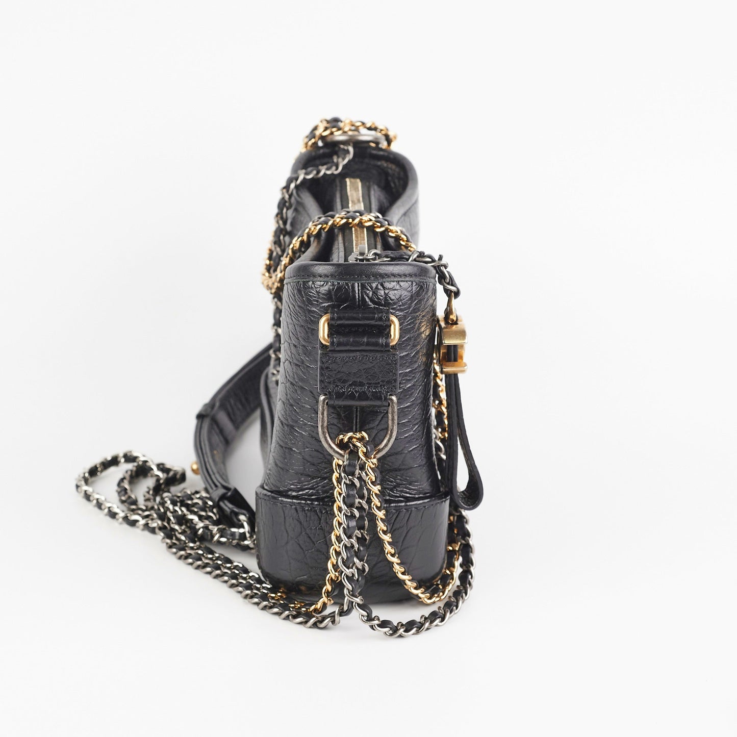 Chanel Small Gabrielle Black Croc Embossed Bag