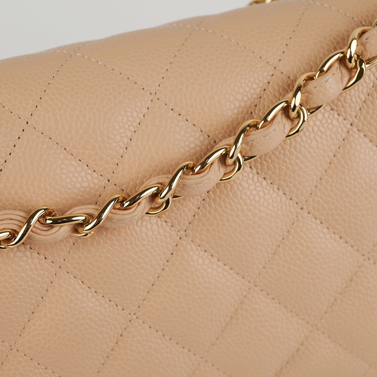 Chanel Classic Double Flap Jumbo Beige Caviar Bag