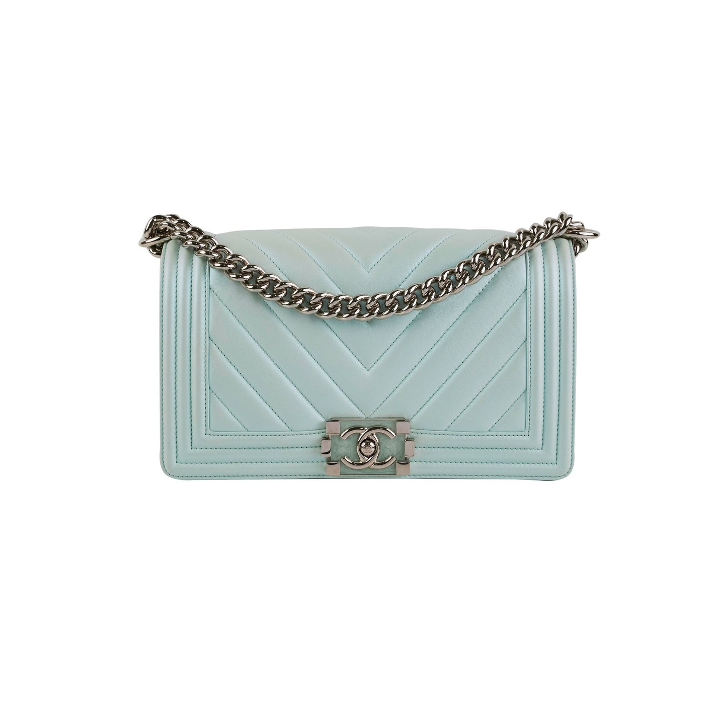 Chanel Medium Boy Bag Iridescent Celeste Blue