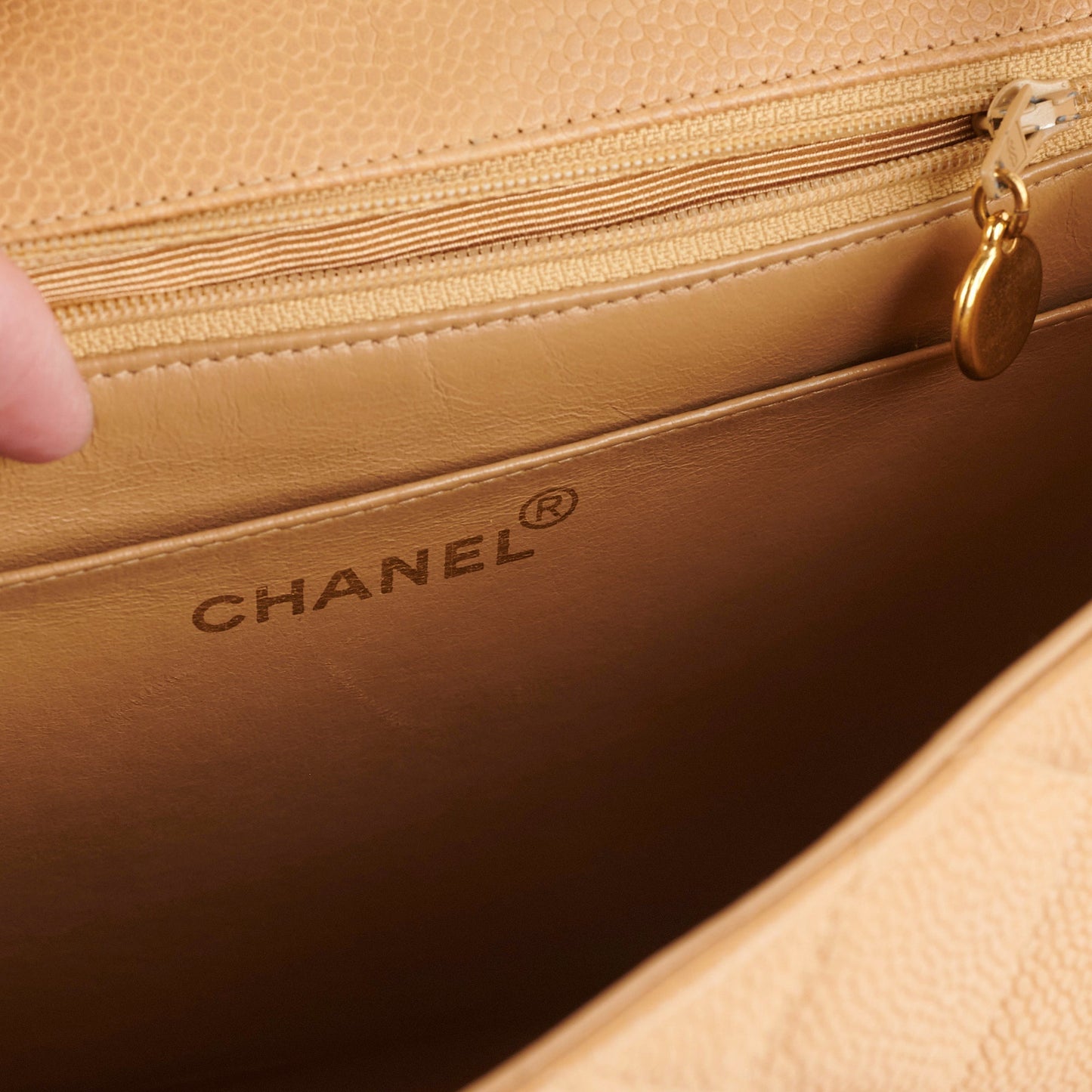 Chanel  Square Caviar Beige Bag