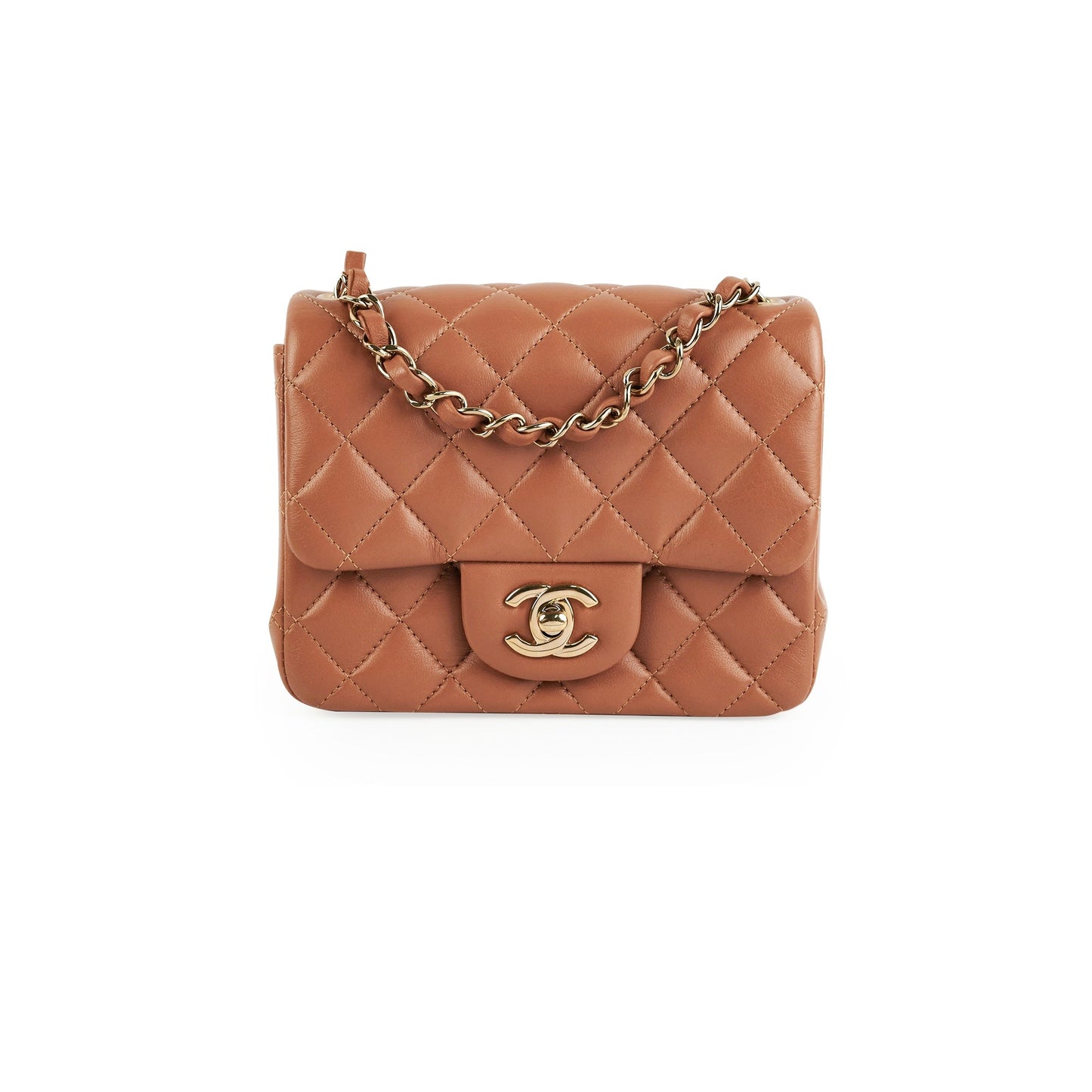 ITEM 7 - Chanel Mini Square Caramel Lambskin (Microchipped)