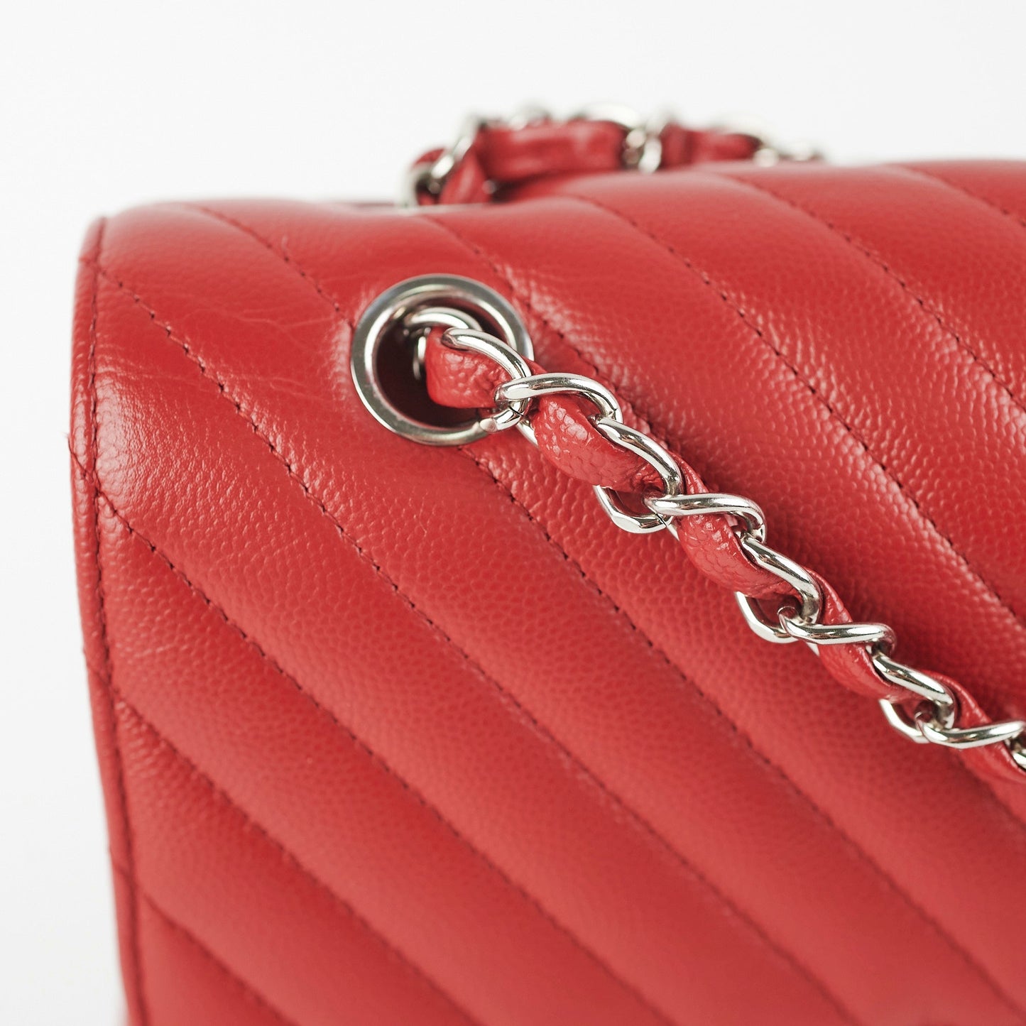 ITEM 27 - Chanel Chevron Classic Medium/Large Flap Red 16S