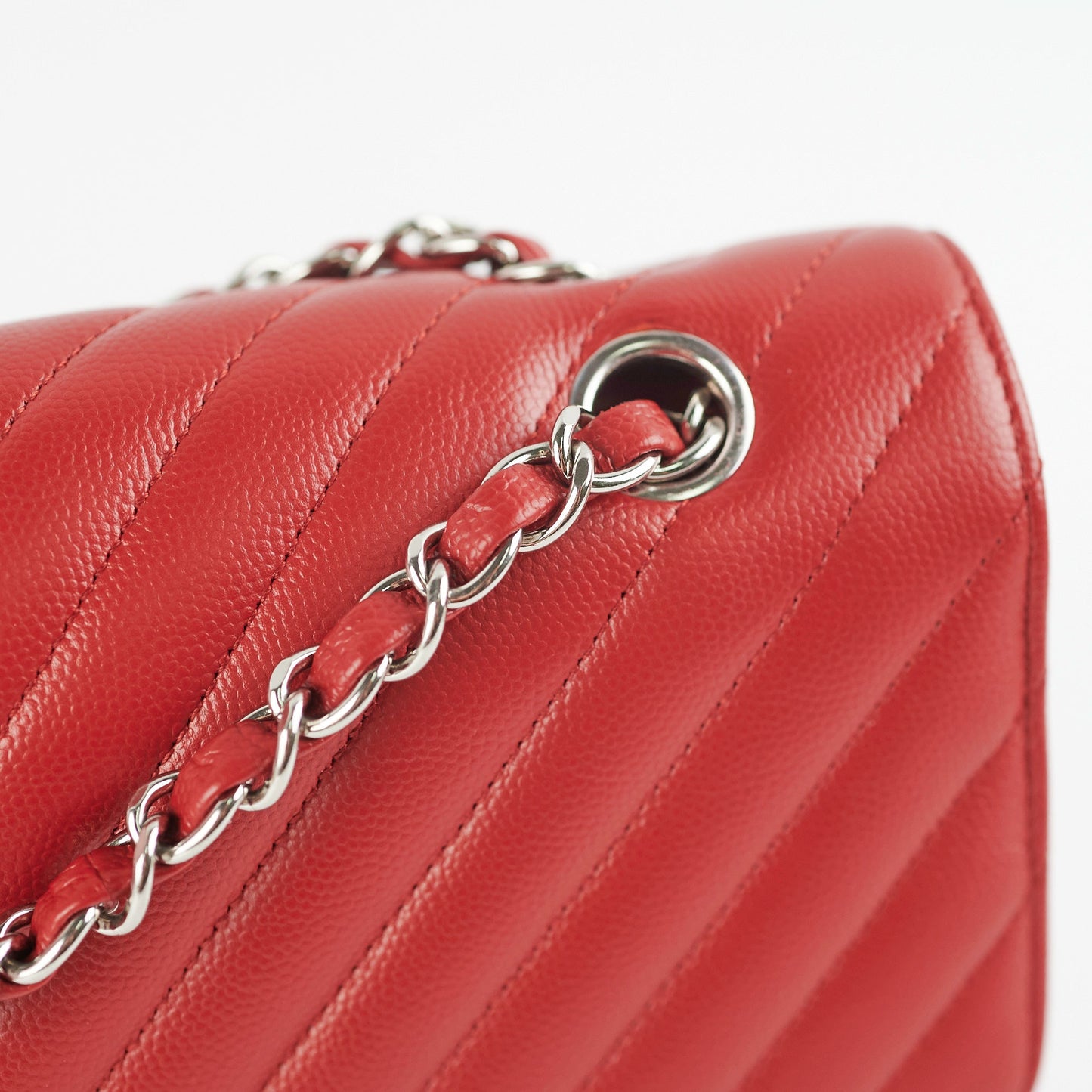 ITEM 27 - Chanel Chevron Classic Medium/Large Flap Red 16S
