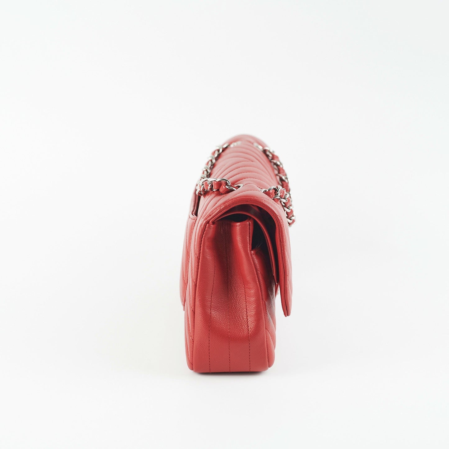 ITEM 27 - Chanel Chevron Classic Medium/Large Flap Red 16S