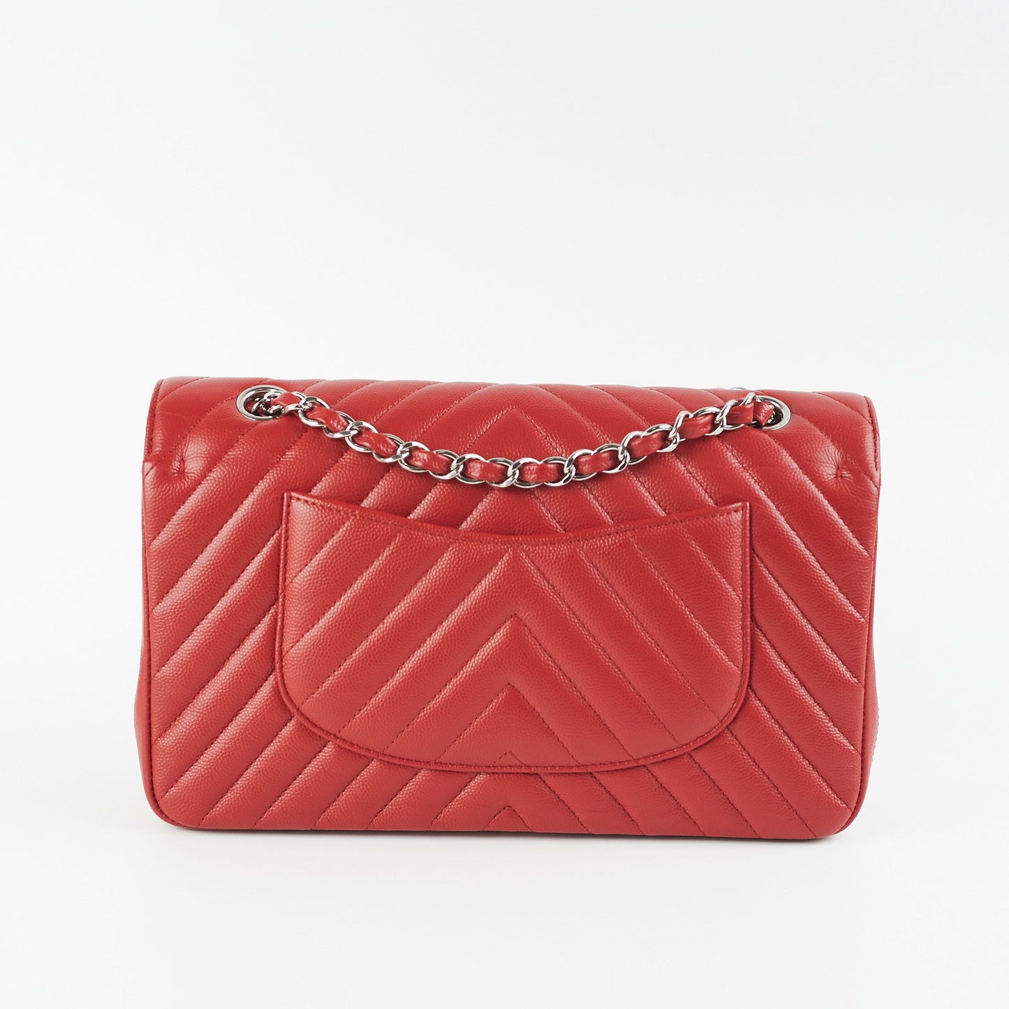 ITEM 27 - Chanel Chevron Classic Medium/Large Flap Red 16S