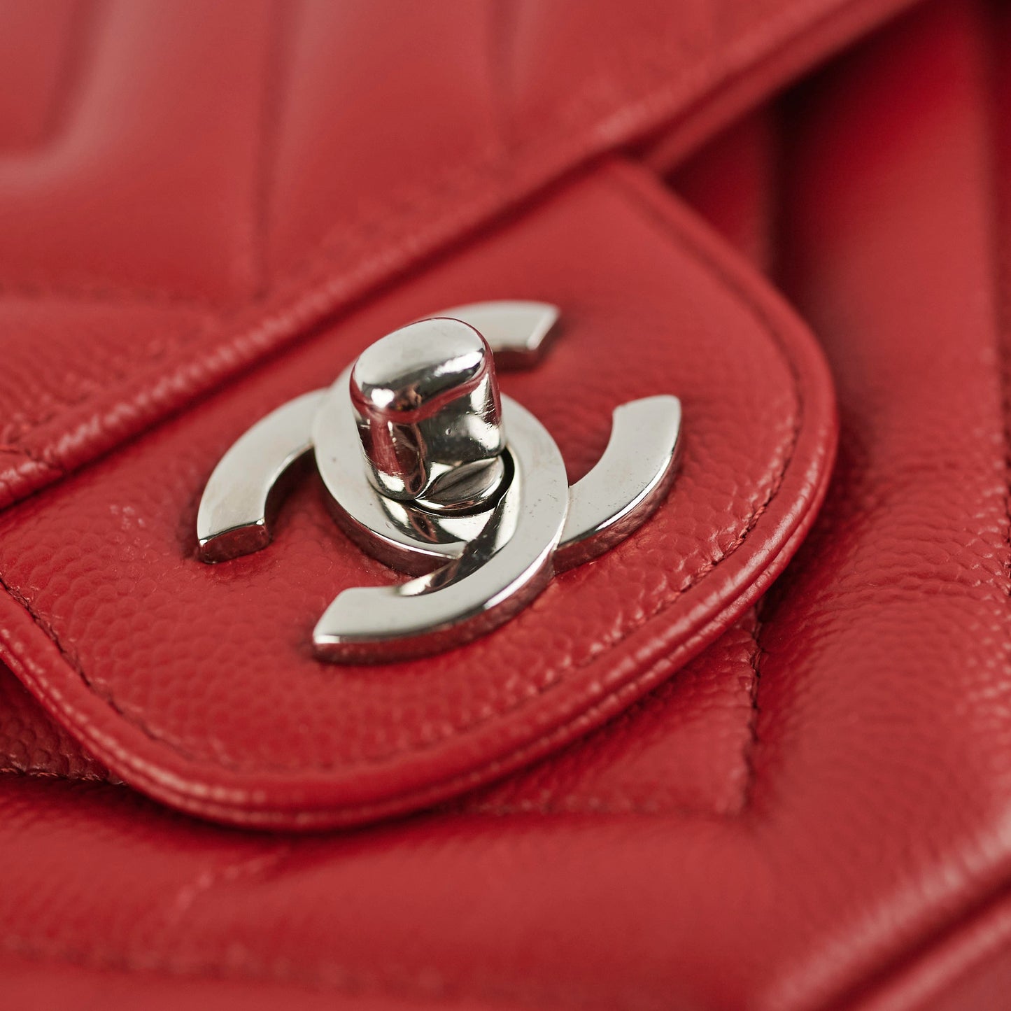 ITEM 27 - Chanel Chevron Classic Medium/Large Flap Red 16S