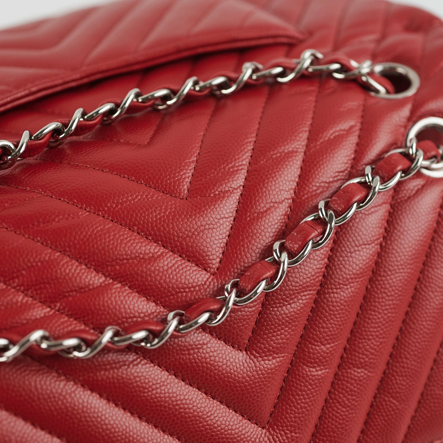 ITEM 27 - Chanel Chevron Classic Medium/Large Flap Red 16S