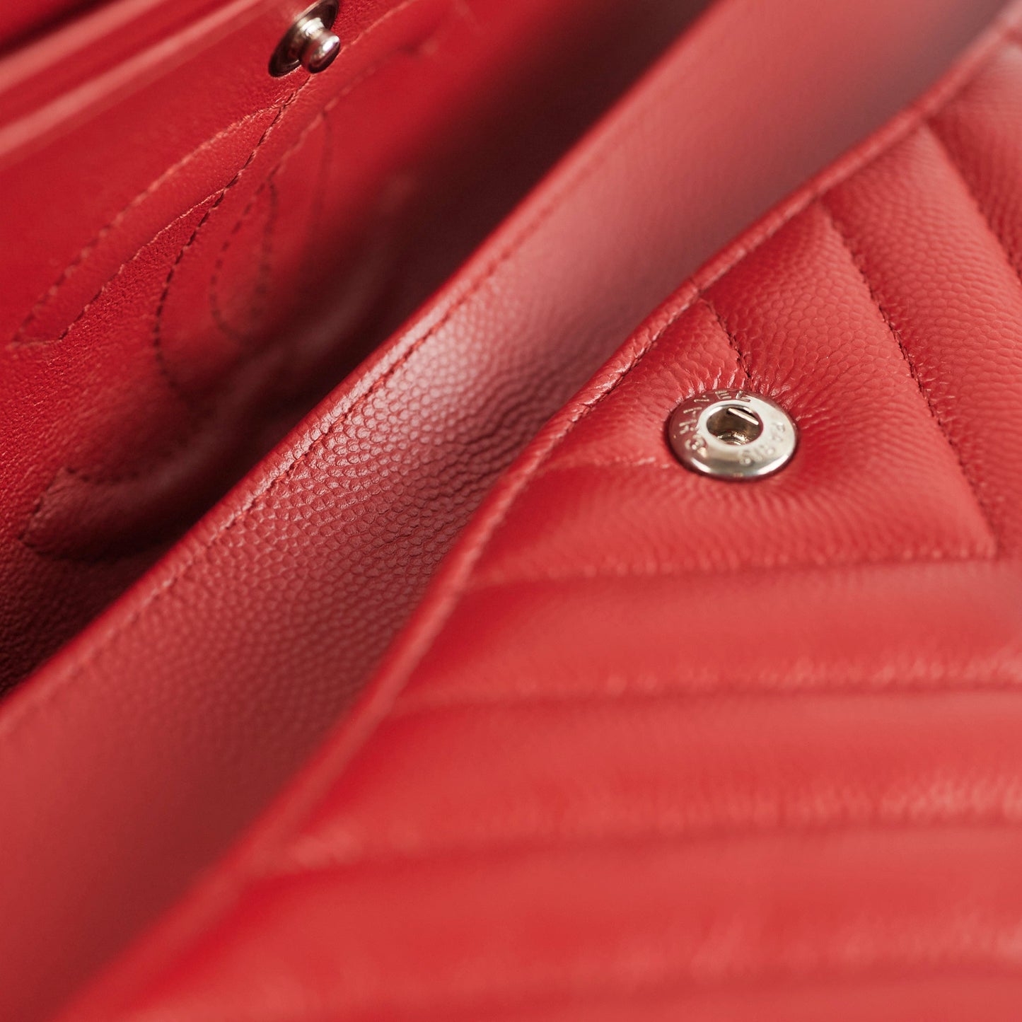 ITEM 27 - Chanel Chevron Classic Medium/Large Flap Red 16S