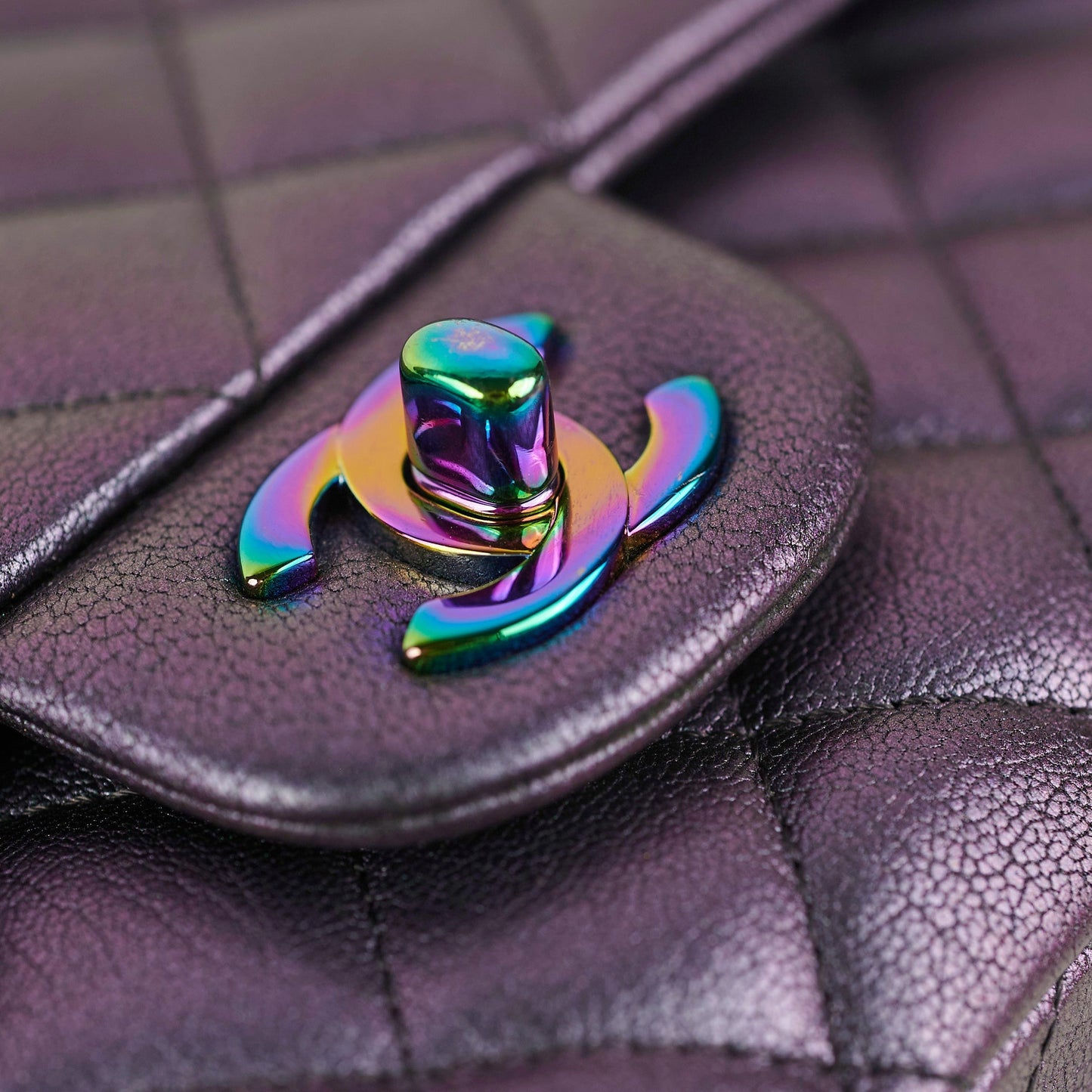 Chanel 16C Classic Flap Medium/Large Iridescent Mermaid Purplle Bag