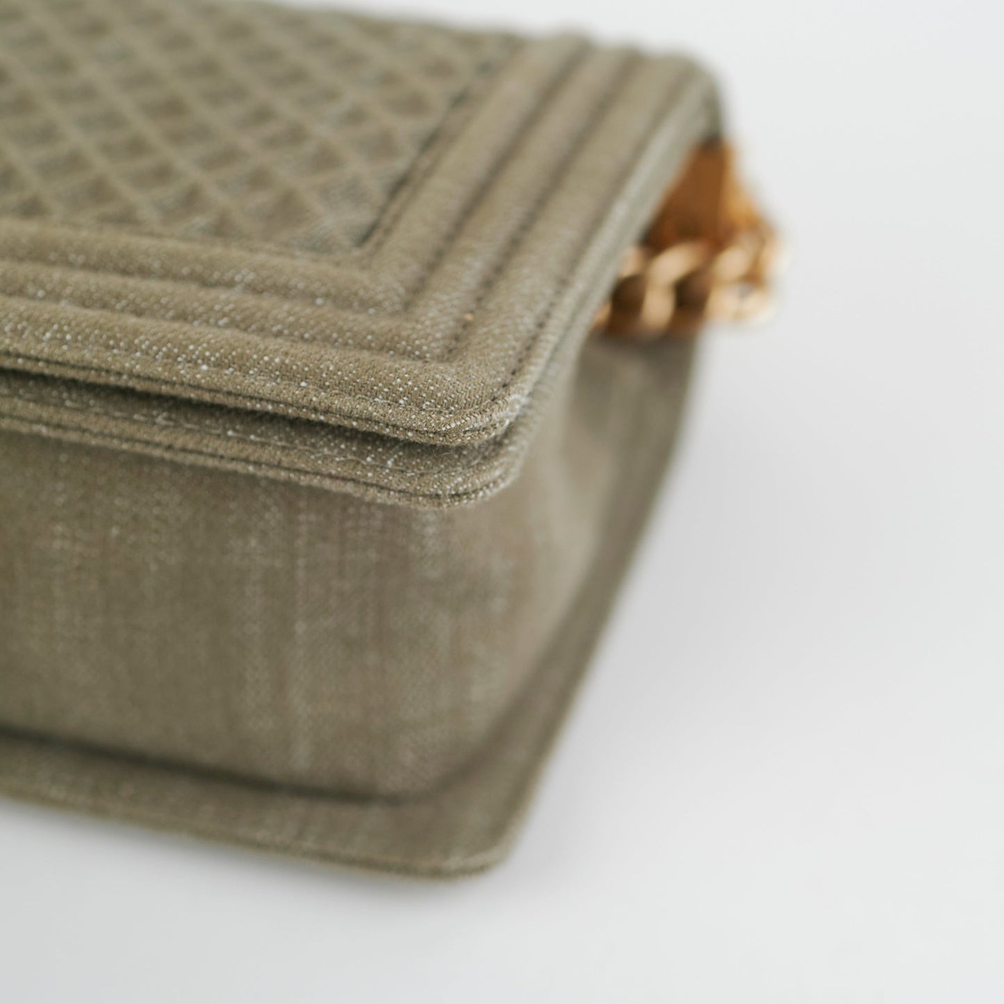 Chanel Old Medium Boy Denim Olive Shoulder Bag