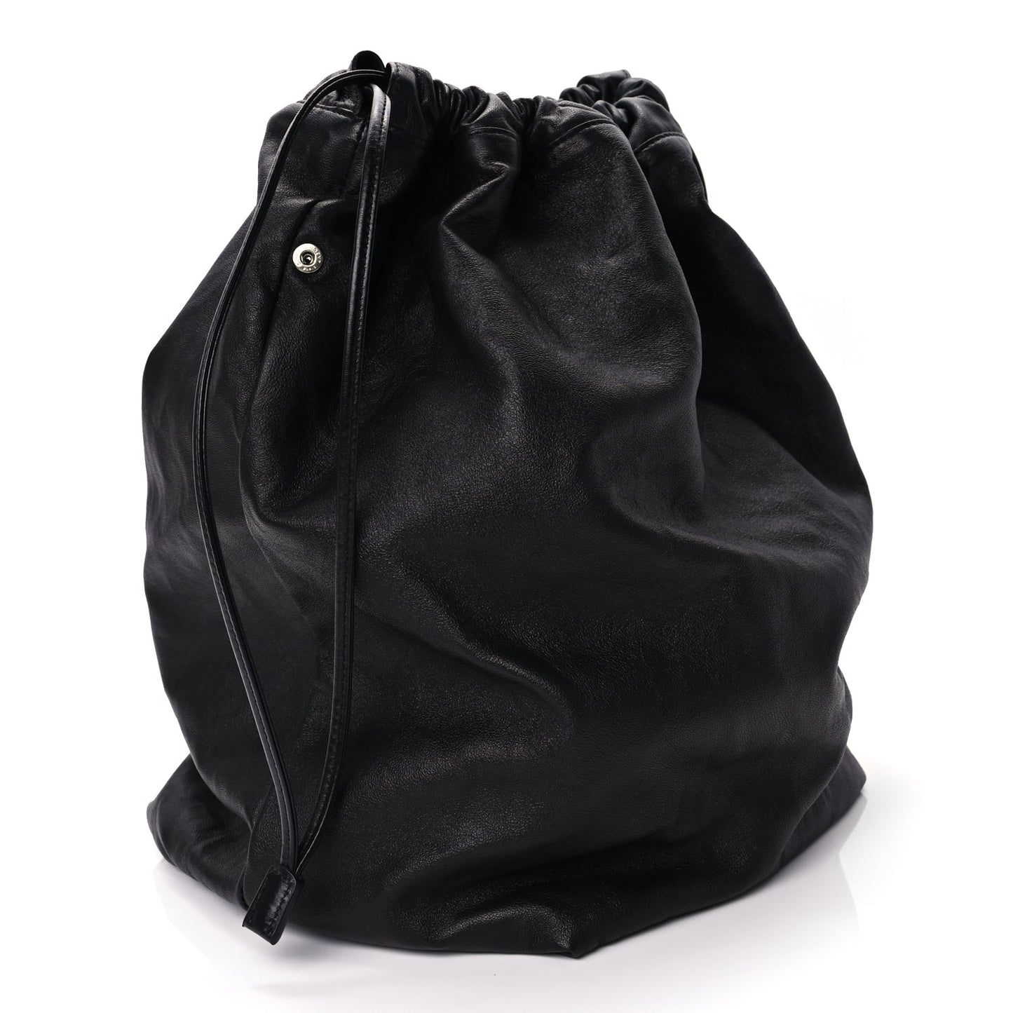 Saint Laurent Smooth Calfskin Teddy Drawstring Bag Black