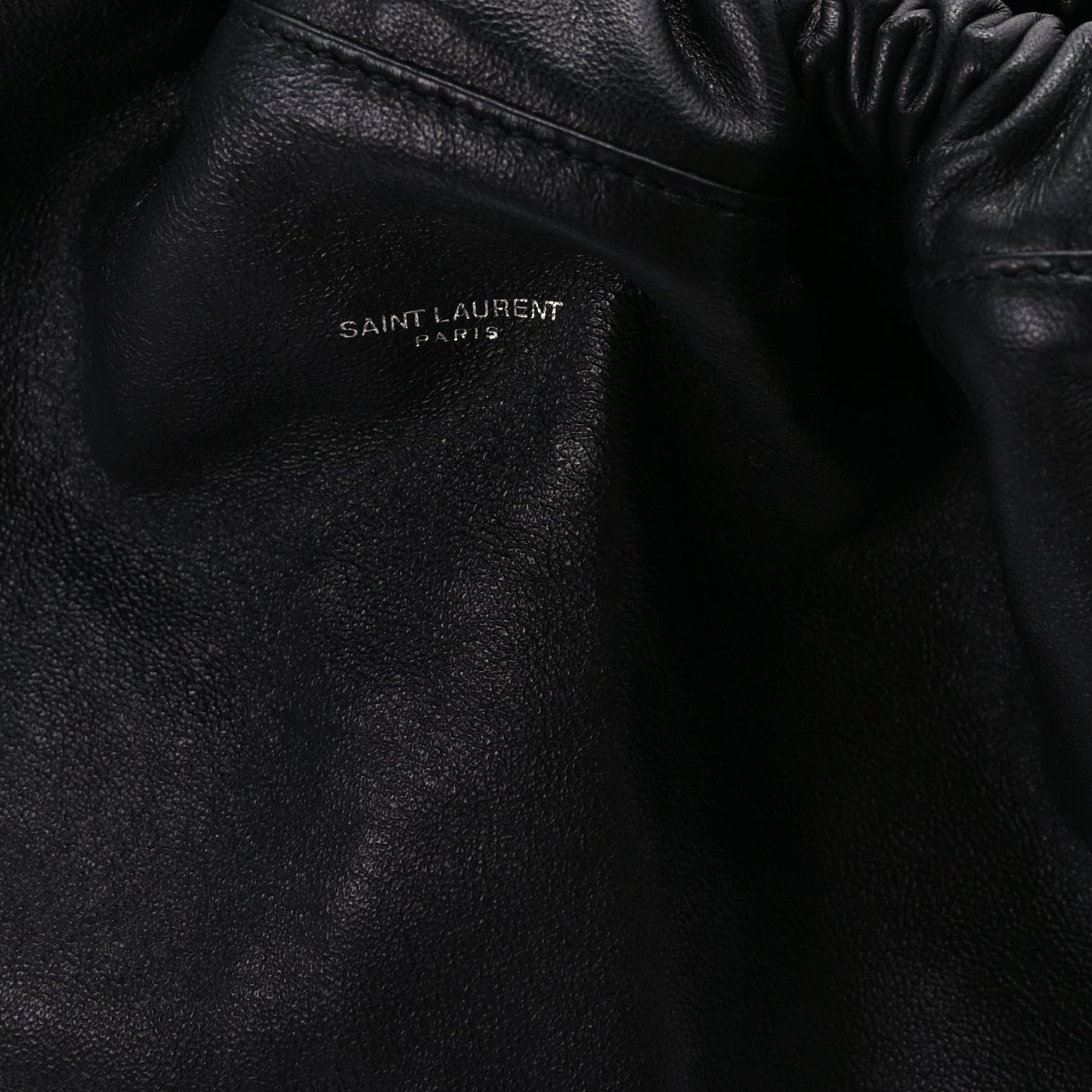Saint Laurent Smooth Calfskin Teddy Drawstring Bag Black