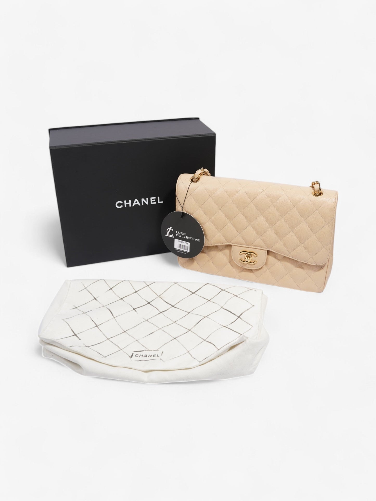 Chanel Classic Double Flap Nude Caviar Leather Jumbo