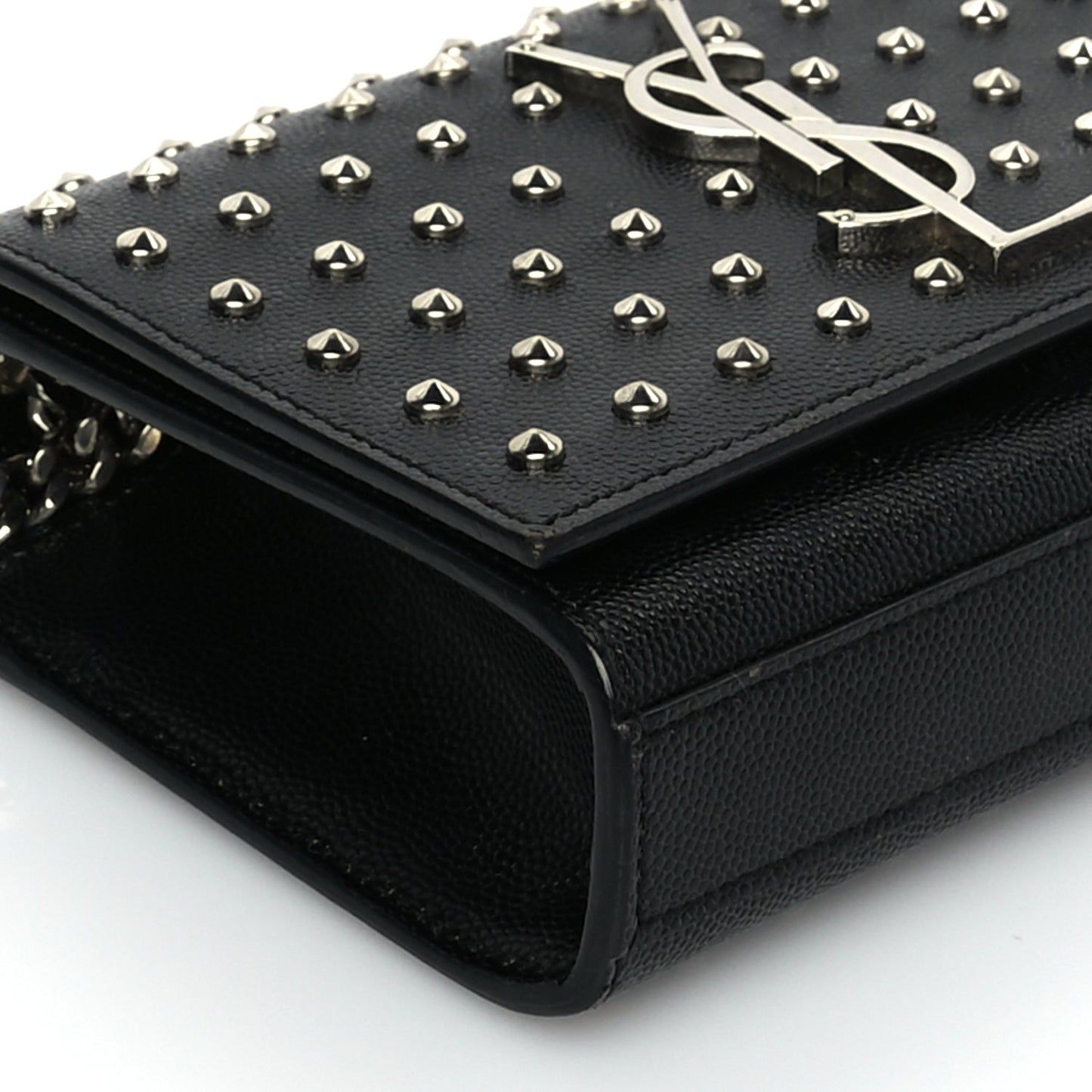Saint Laurent Grain De Poudre Studded Small Classic Monogram Kate Satchel