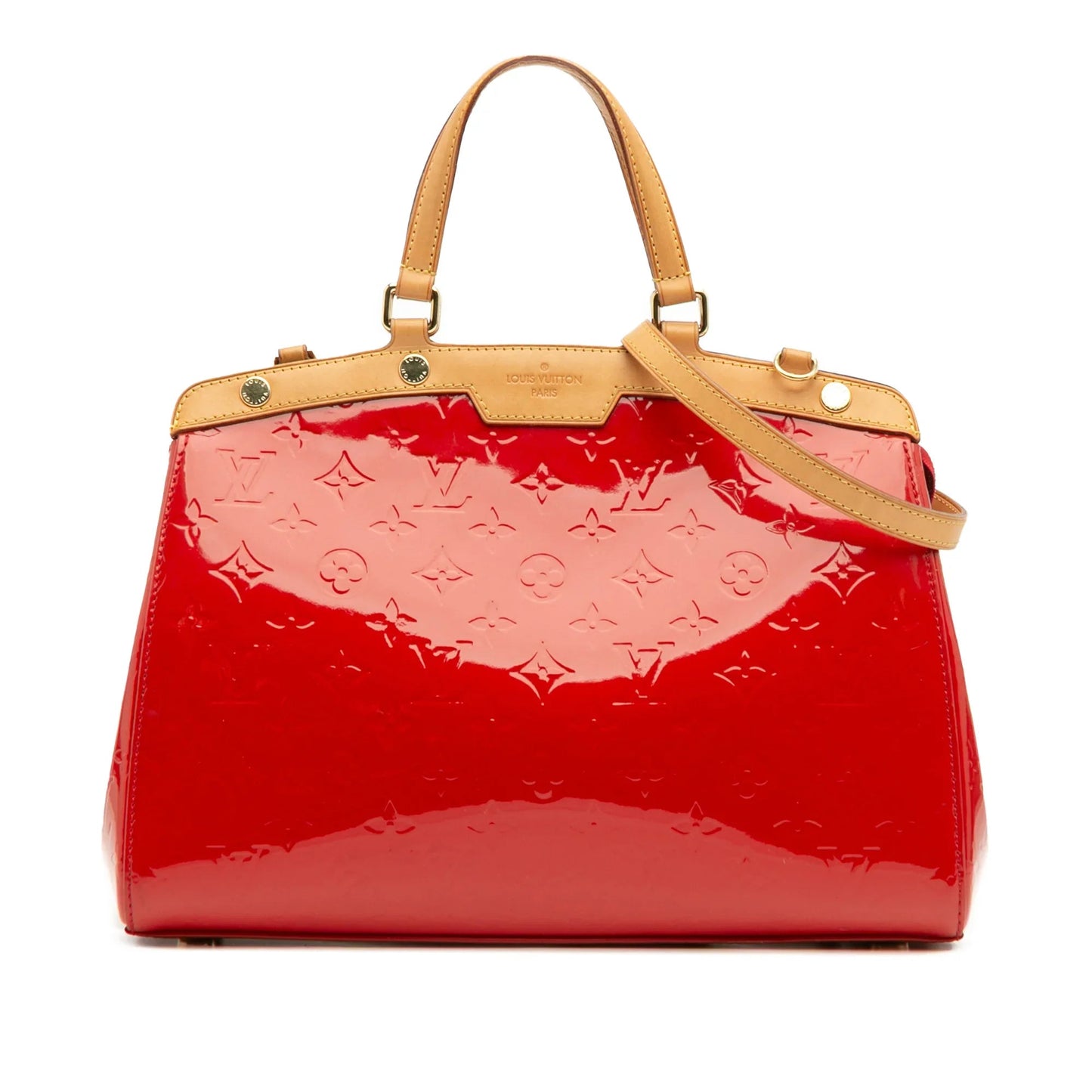 Red Louis Vuitton Monogram Vernis Brea MM Satchel