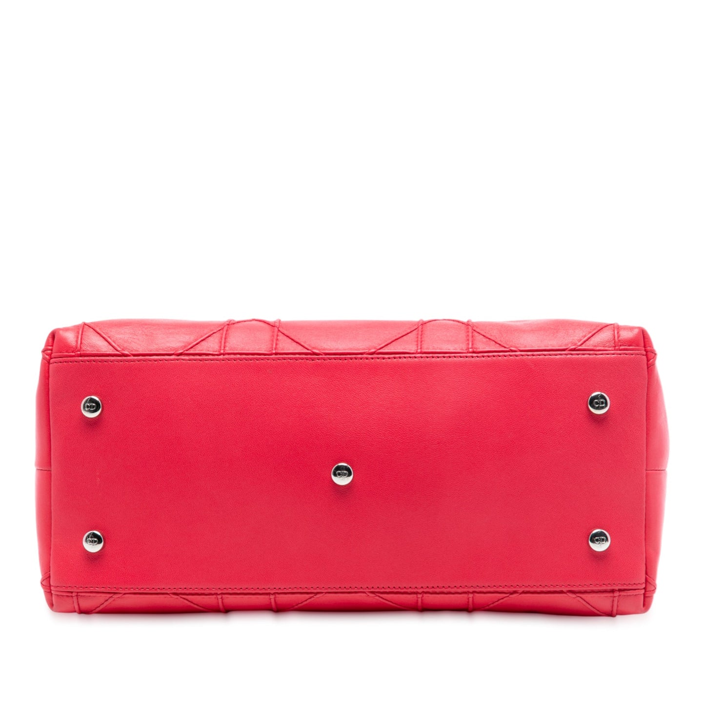 Red Dior Medium Lambskin Cannage Polochon Granville Satchel