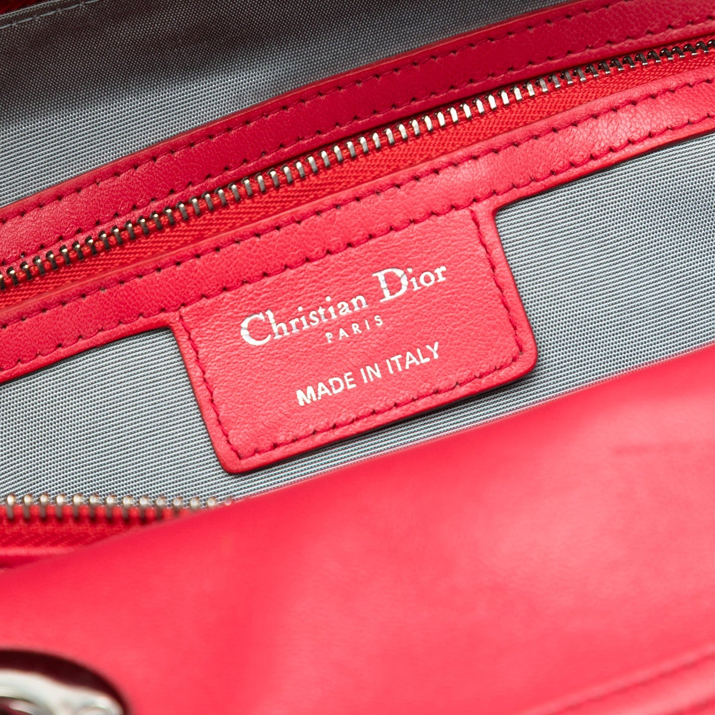 Red Dior Medium Lambskin Cannage Polochon Granville Satchel