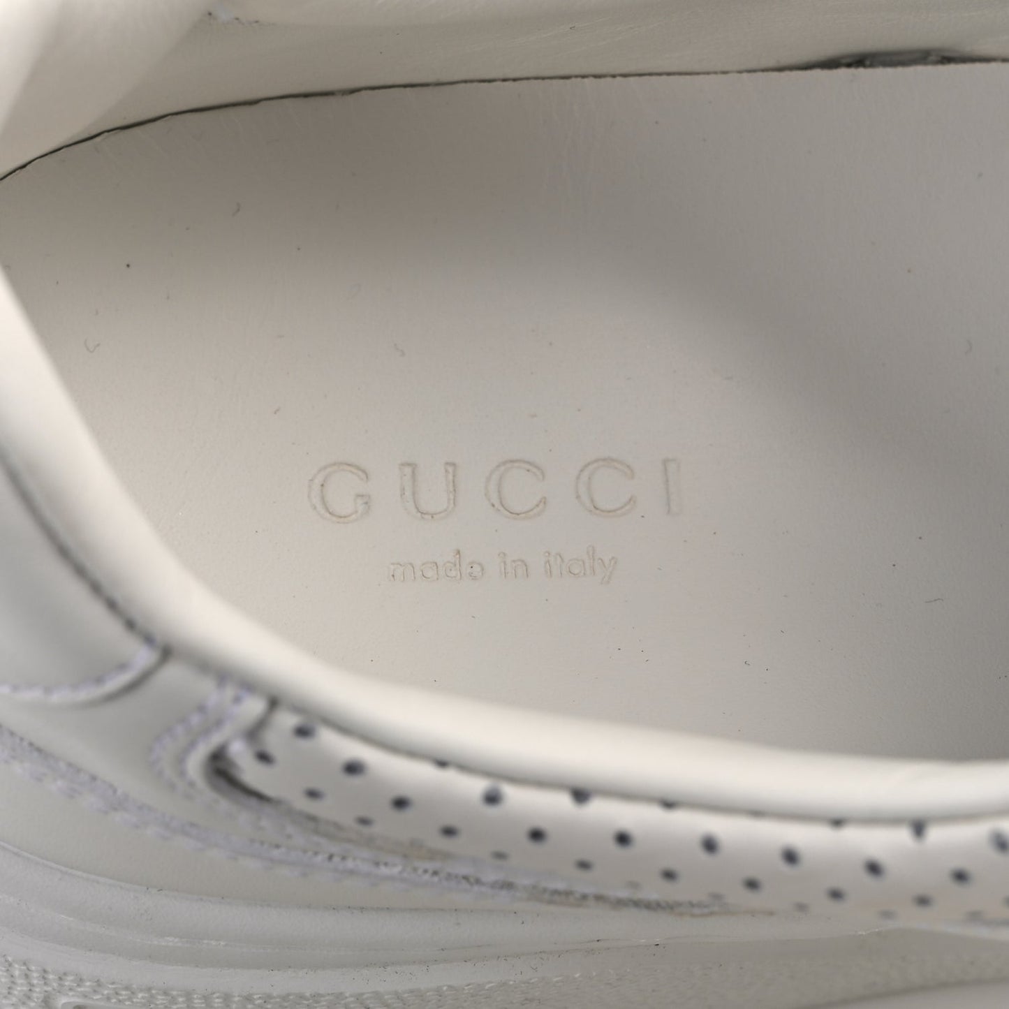 Gucci Dali Soft Calfskin GG Tennis Embossed Perforated Womens Platform 55mm Sneakers White Gold