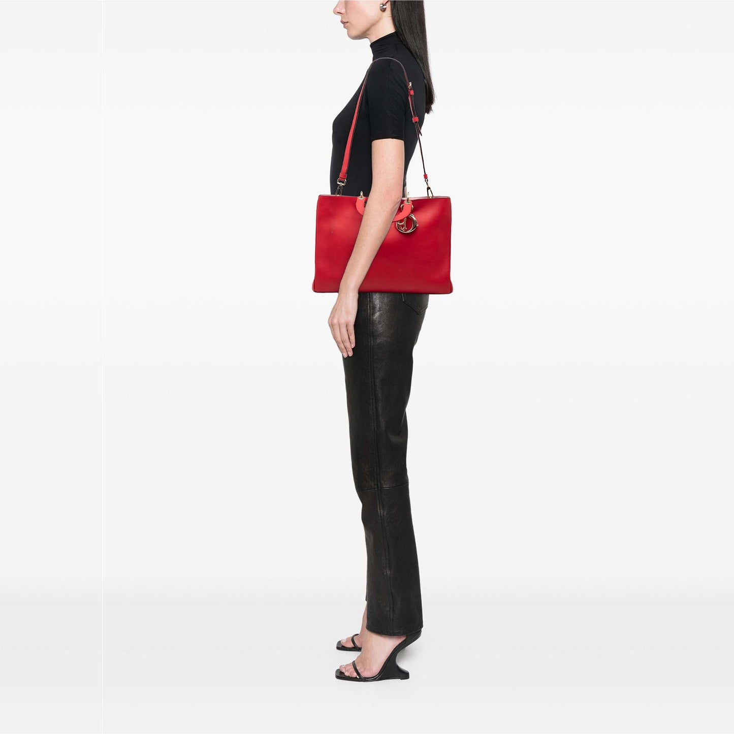 Red Dior Large Smooth Calfskin Diorissimo Satchel