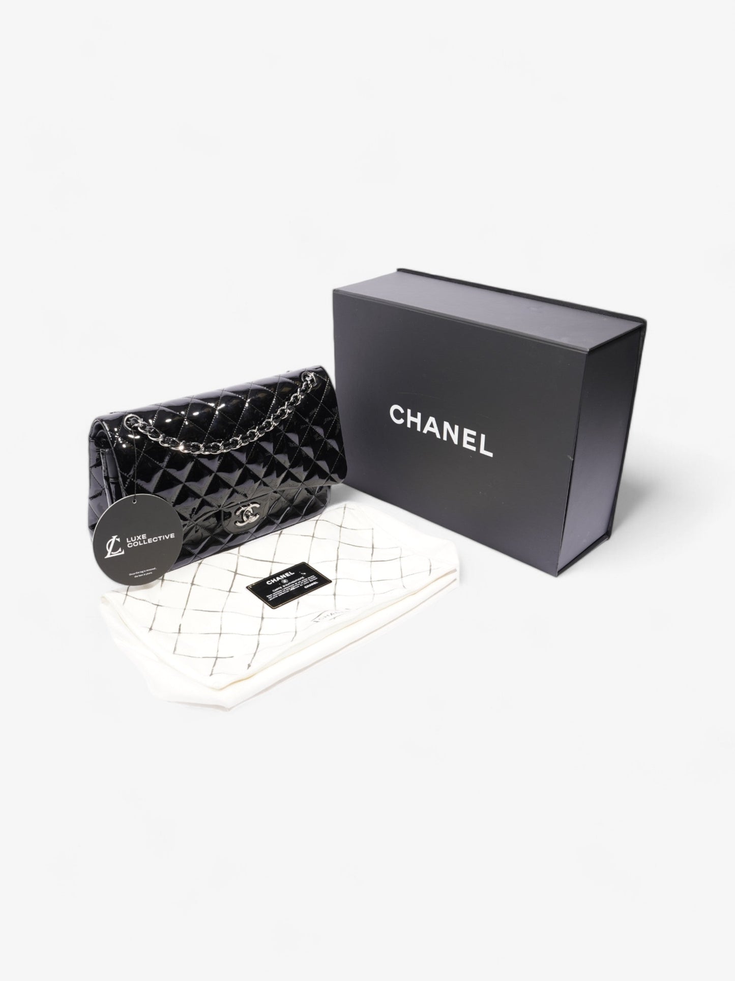 Chanel Classic Double Flap Black Patent Leather Jumbo
