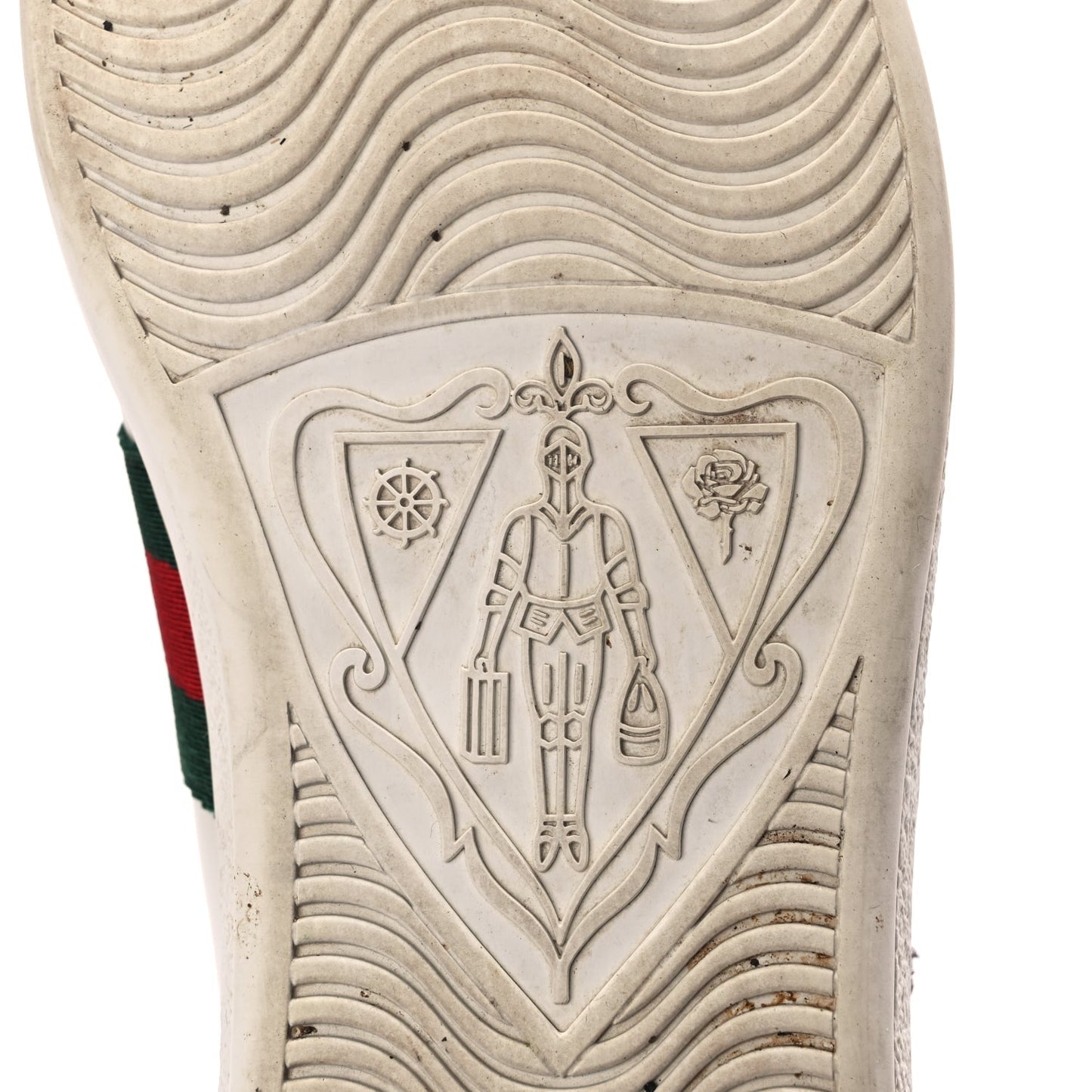 Gucci Calfskin Web Studded Womens Arrow Ace Sneakers 39 White
