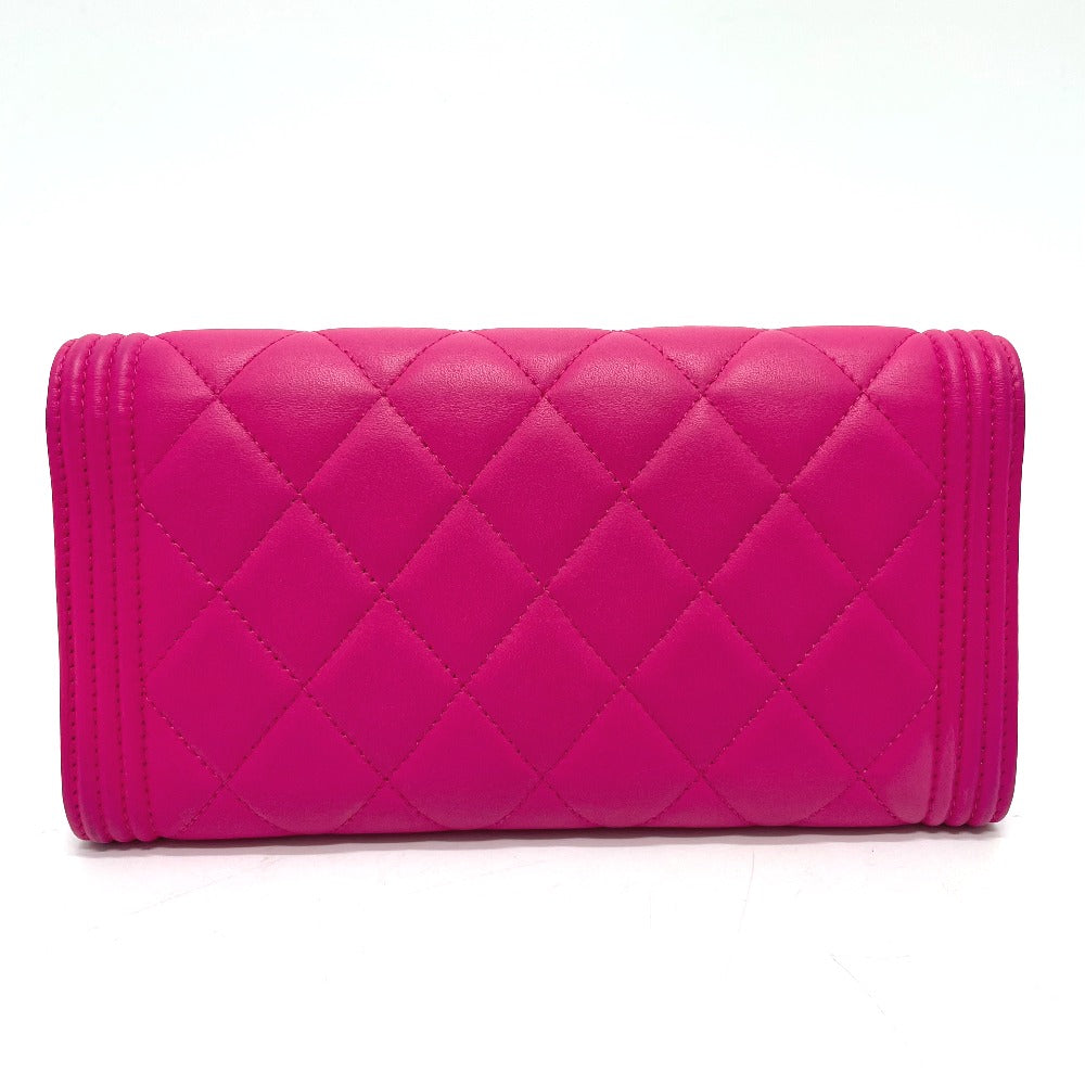 CHANEL Long Wallet Purse A80286 lambskin pink Zip Around Matrasse Boy chanel Women