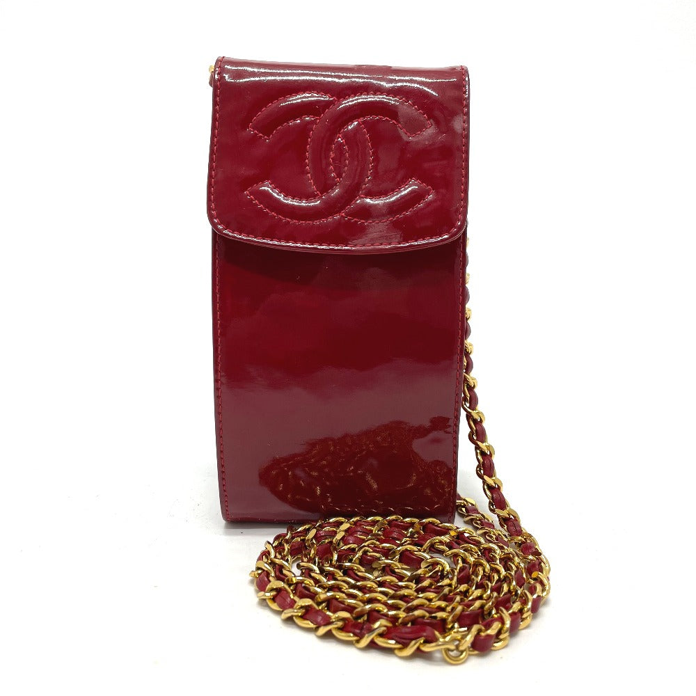 CHANEL Shoulder Bag Patent leather Red CCCOCO Mark Chain pochette Women