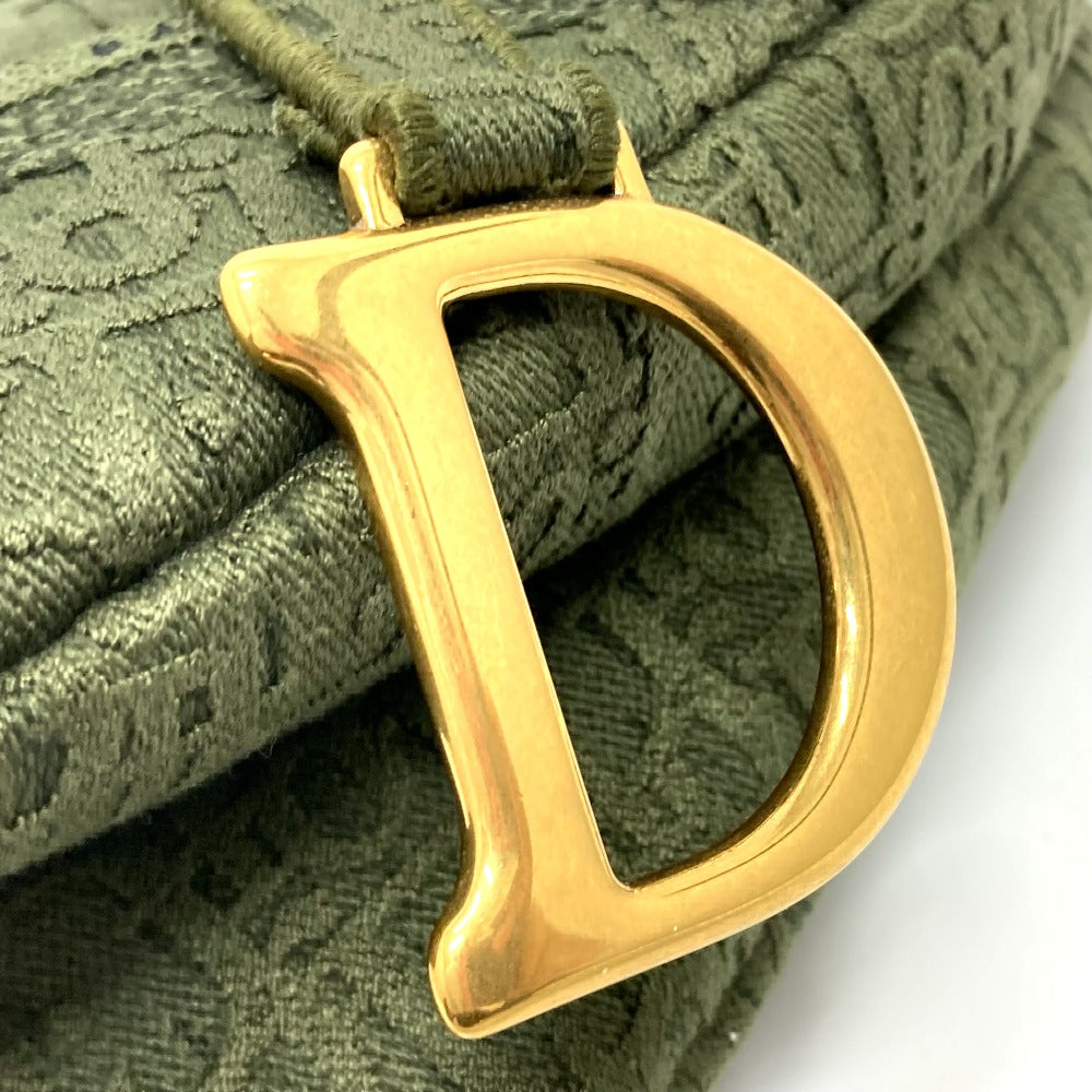 Christian Dior Handbag canvas khaki Oblique SADDLE saddle bag embroidered Women