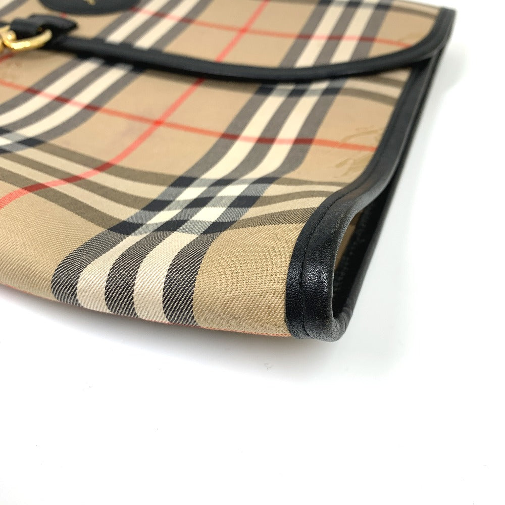BURBERRY Clutch bag Canvas / leather beige logo check unisex(Unisex)