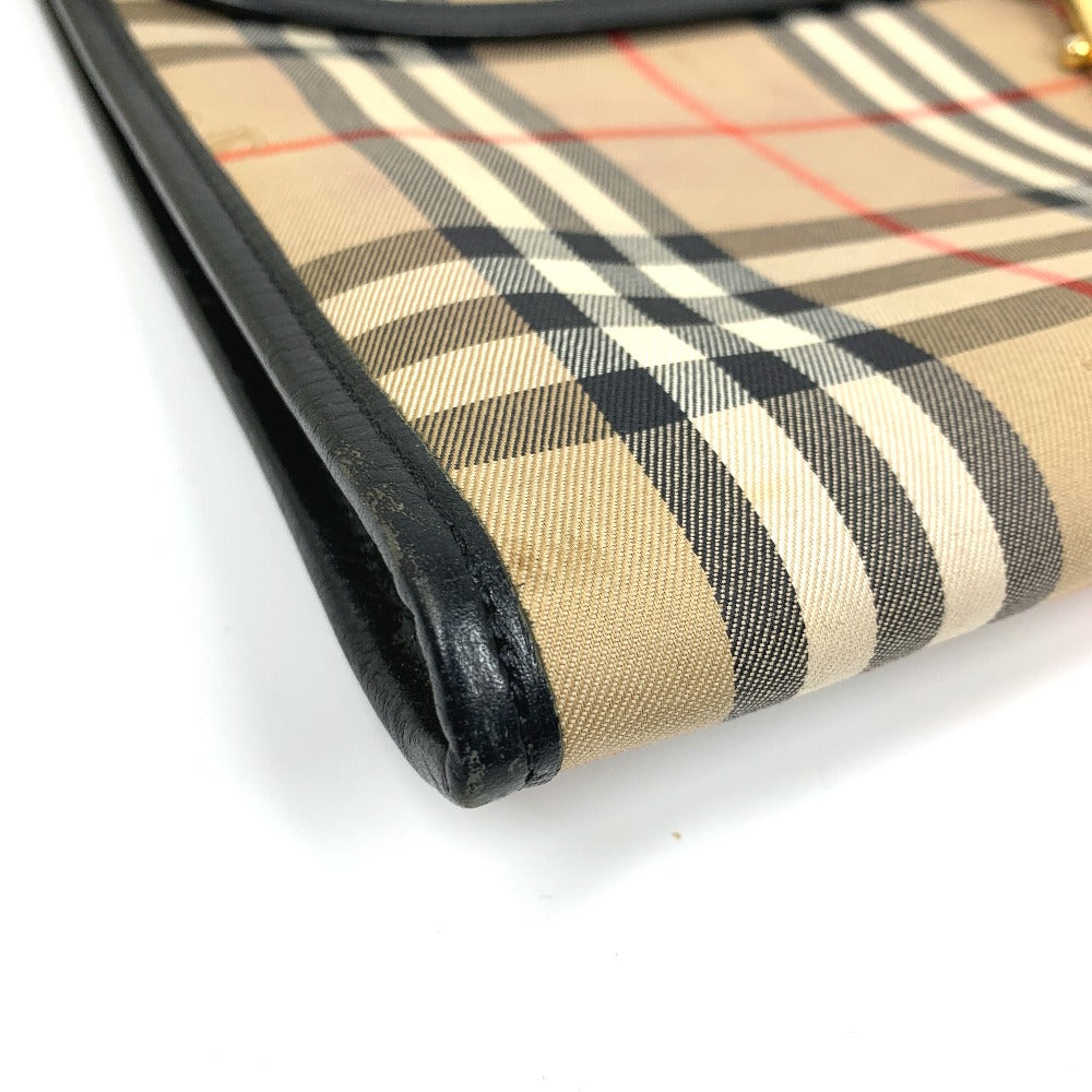 BURBERRY Clutch bag Canvas / leather beige logo check unisex(Unisex)