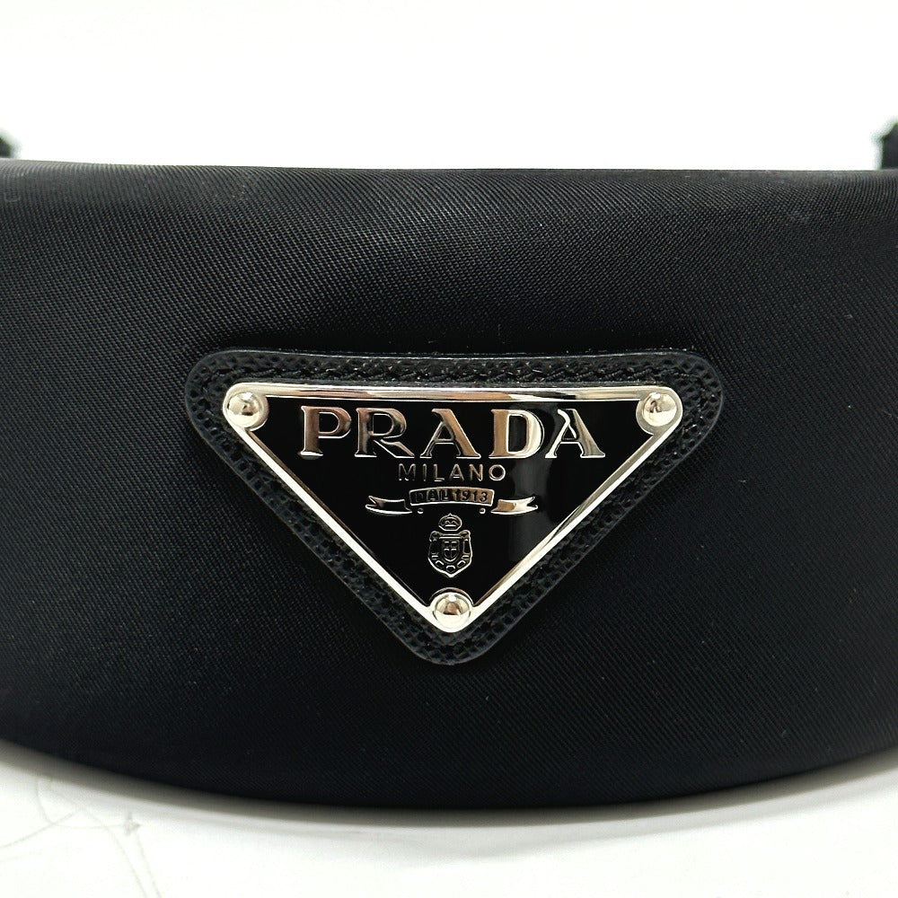 PRADA hair accessory Nylon black Triangle logo hair accessory Women