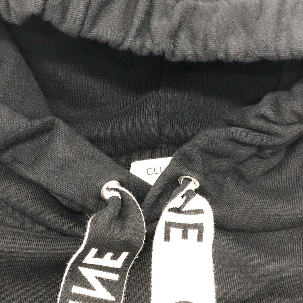 CELINE Hoodie 2Y468670Q cotton black logo laces Hoodie mens XS