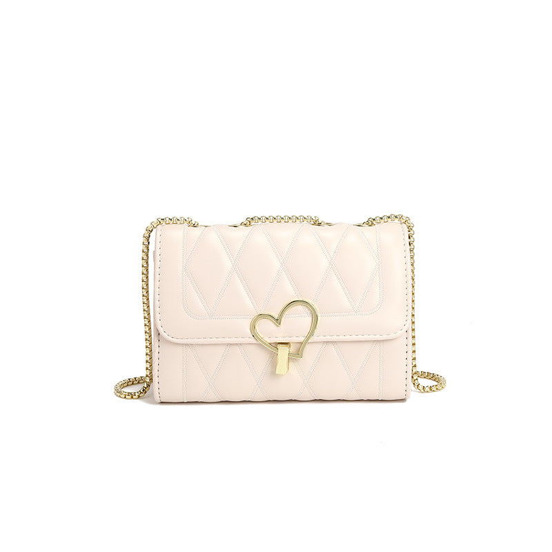 Chanel Bags Women Bag Winter Online Influencer Diamond Chain Metal Heart Shoulder Messenger Bag