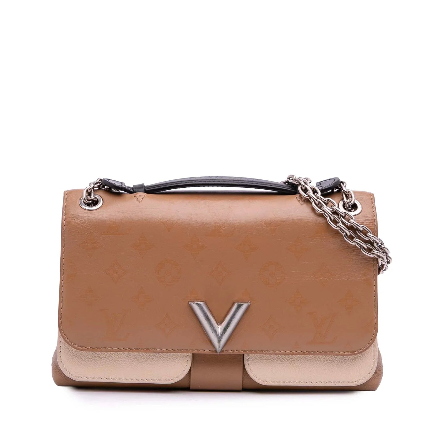 Brown Louis Vuitton Monogram Cuir Plume Ecume Very Chain Satchel