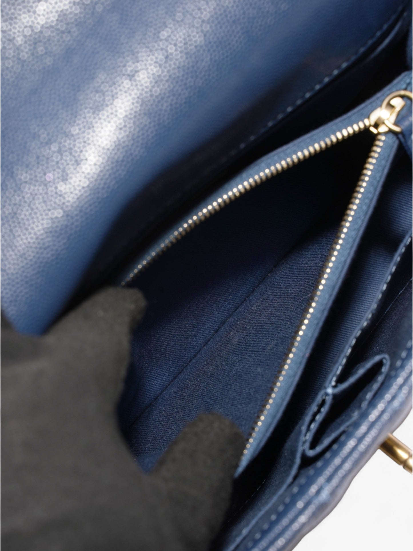 Chanel Coco Handle Flap Blue Caviar Leather Small
