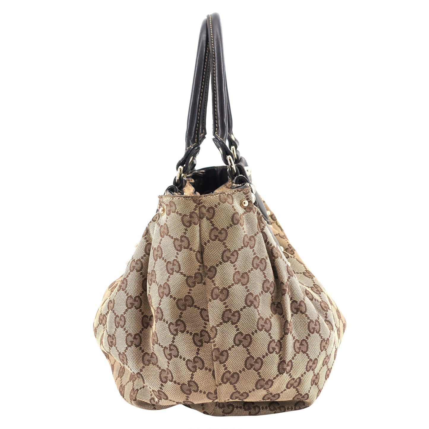 Gucci Pelham Medium Monogram Canvas Studded Hobo Bag