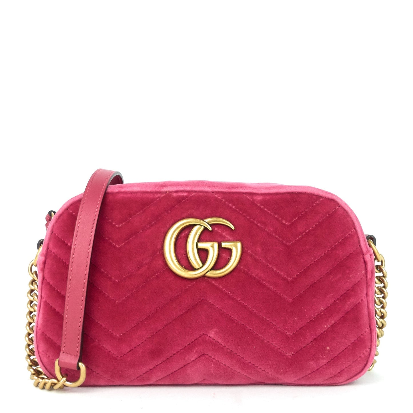 Gucci Marmont 2.0 Fuchsia Velvet Shoulder Bag