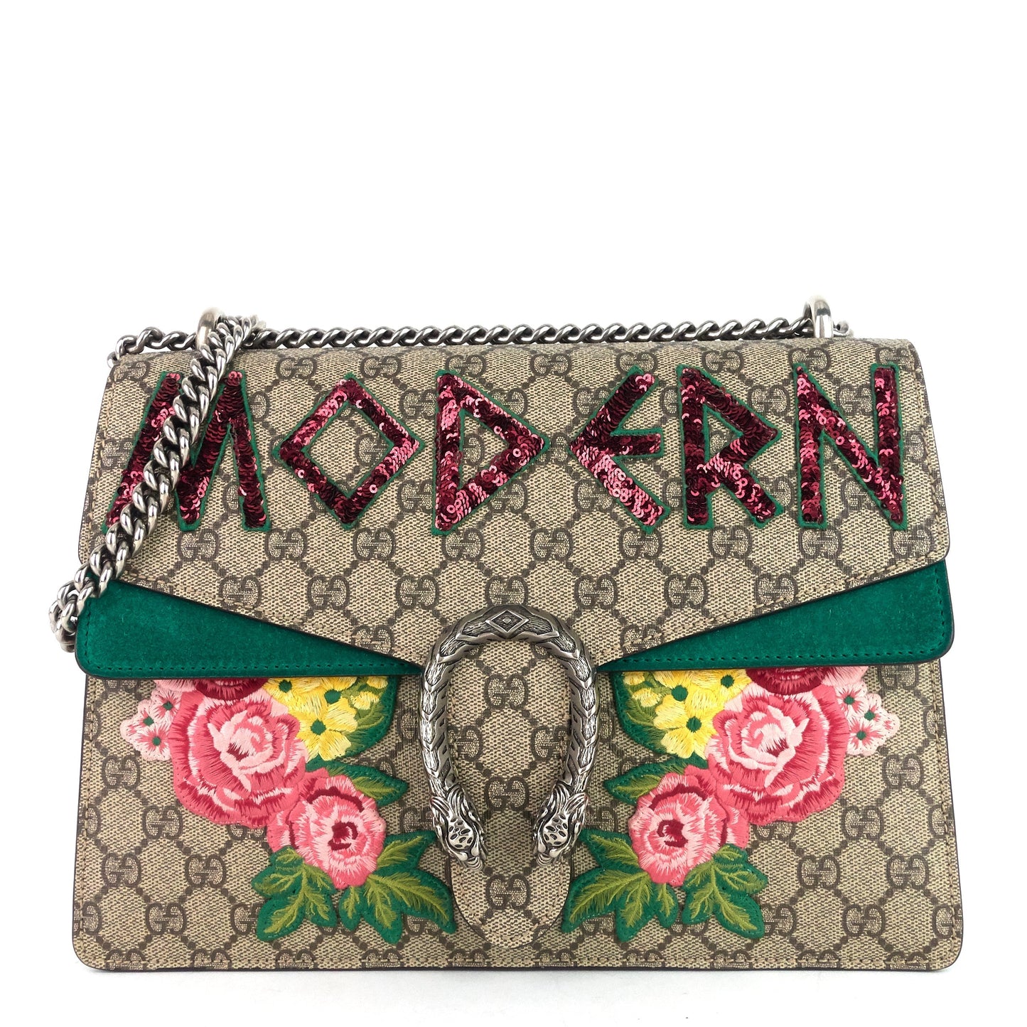 Gucci Dionysus Medium Suede and Embroidered Supreme Canvas Bag