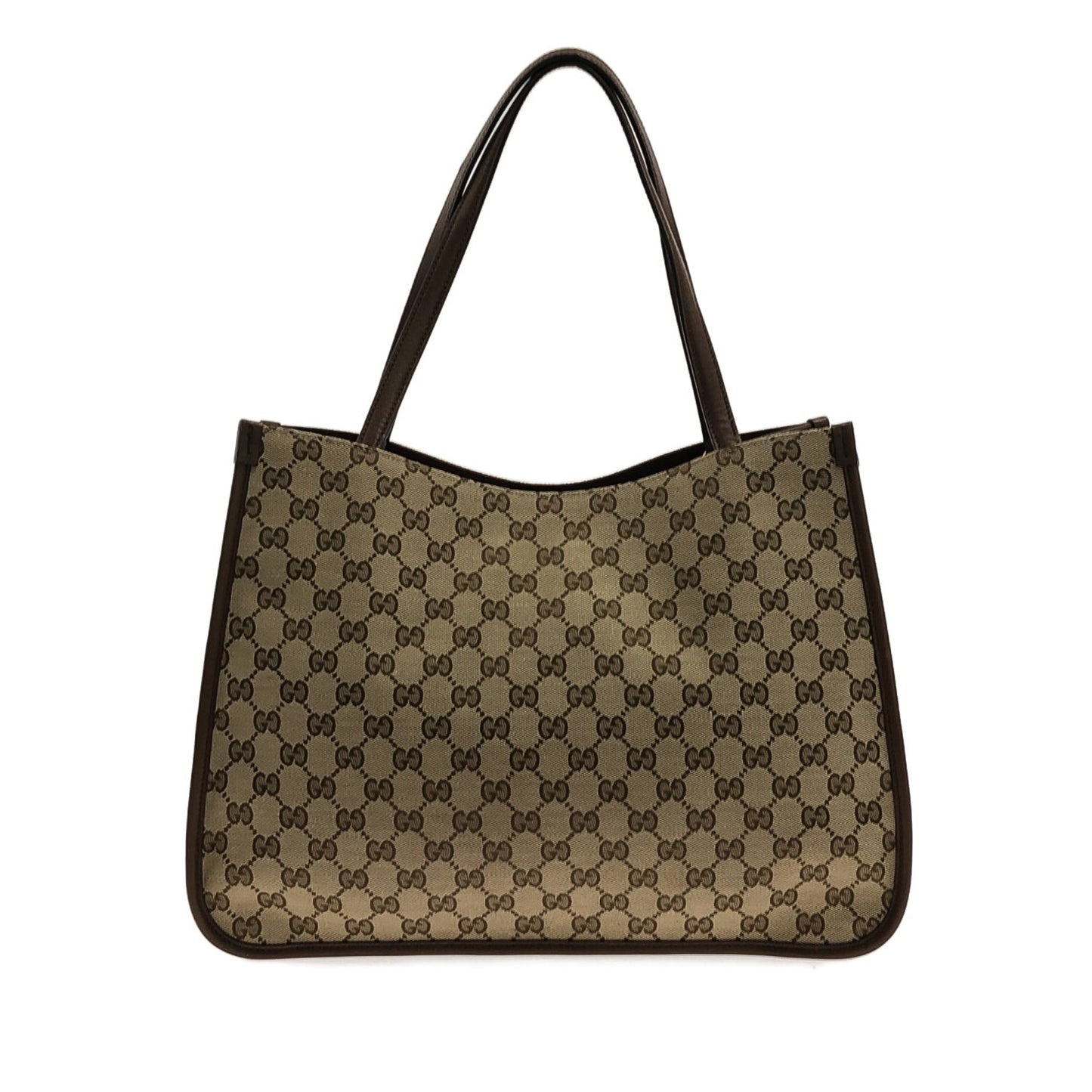 Gucci Horsebit Brown Leather Canvas Tote Style 2