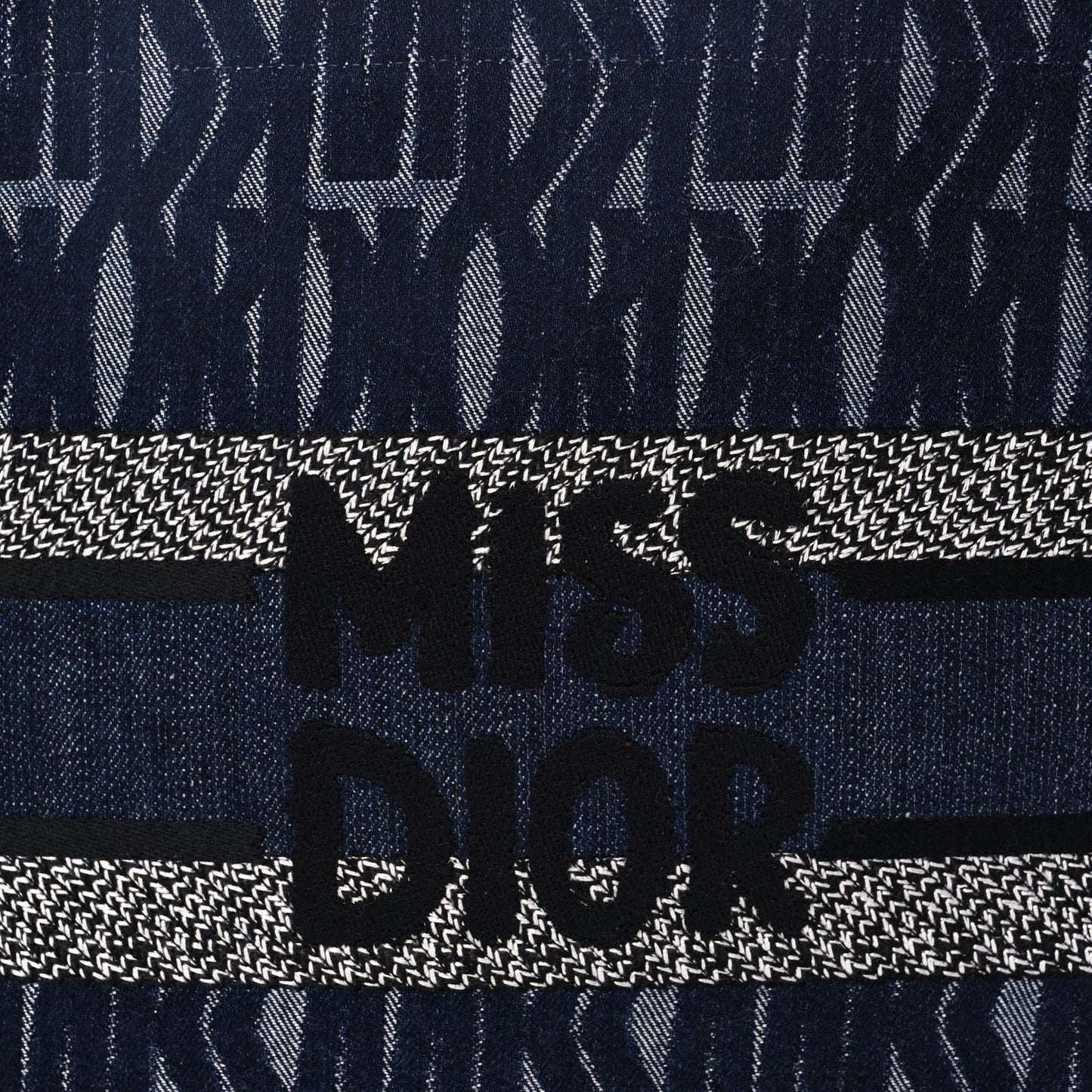 Christian Dior Canvas Calfskin Embroided Medium Miss Dior All Over Book Tote  Denim Multicolor