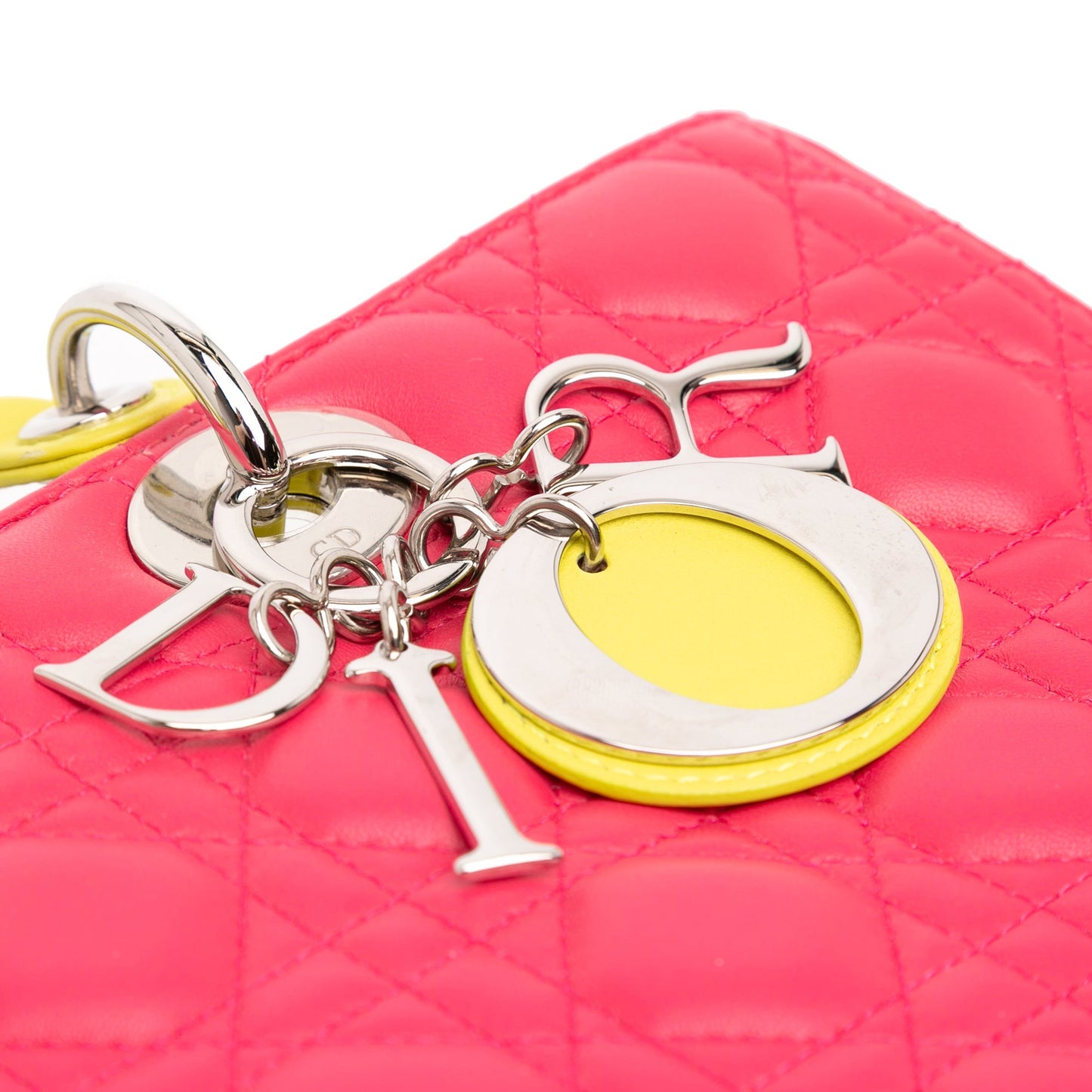 Pink Dior Large Tricolor Lambskin Cannage Lady Dior Satchel