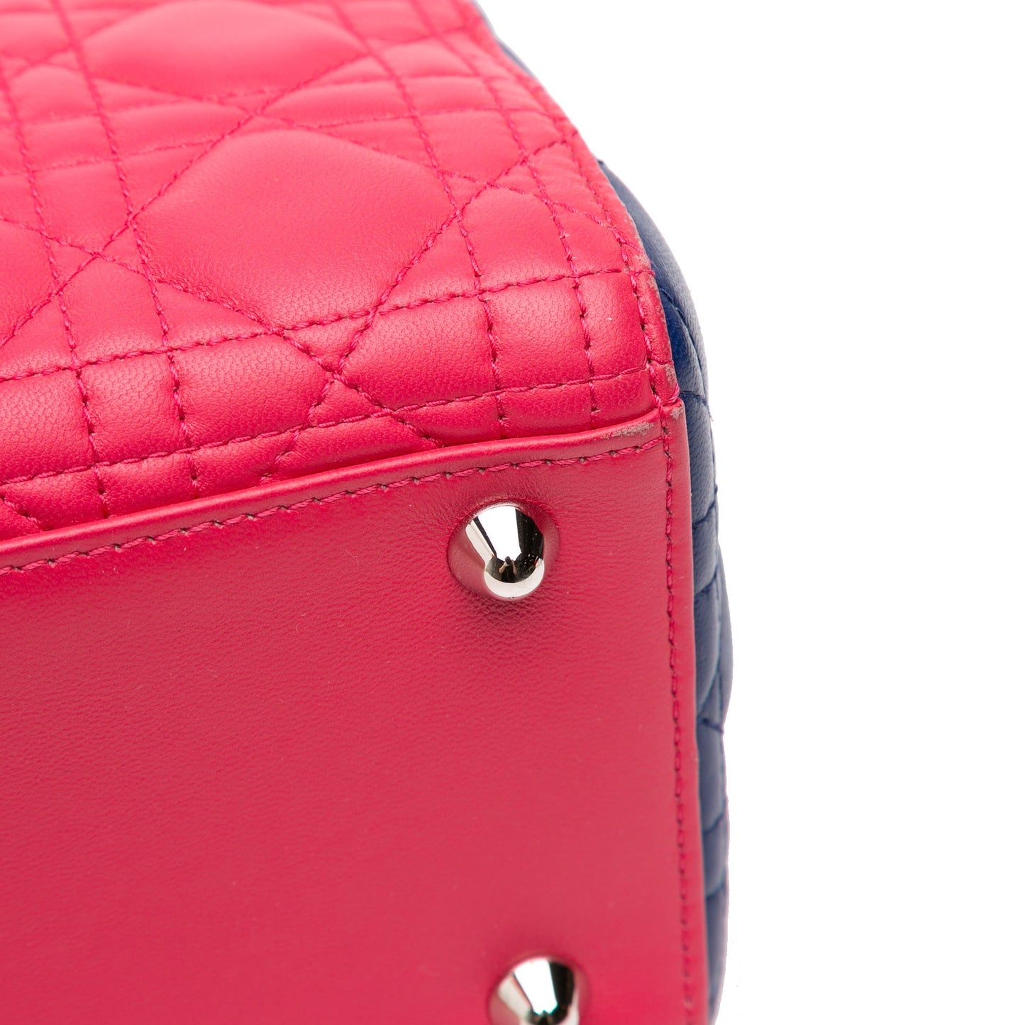 Pink Dior Large Tricolor Lambskin Cannage Lady Dior Satchel